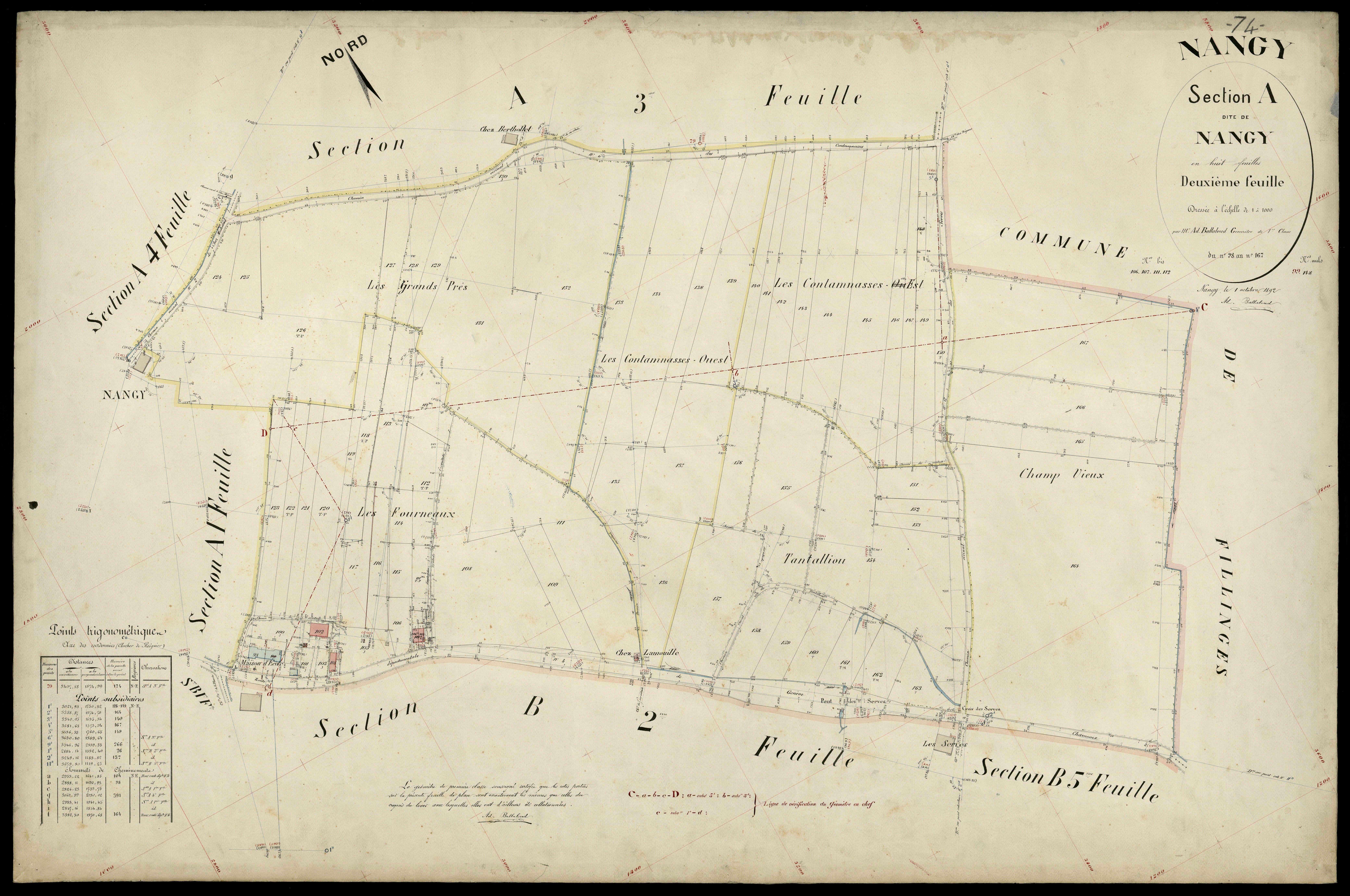 3 P 3 6545 - Feuille n° 3, parcelles n° 168 à 277 - 1er octobre 1892