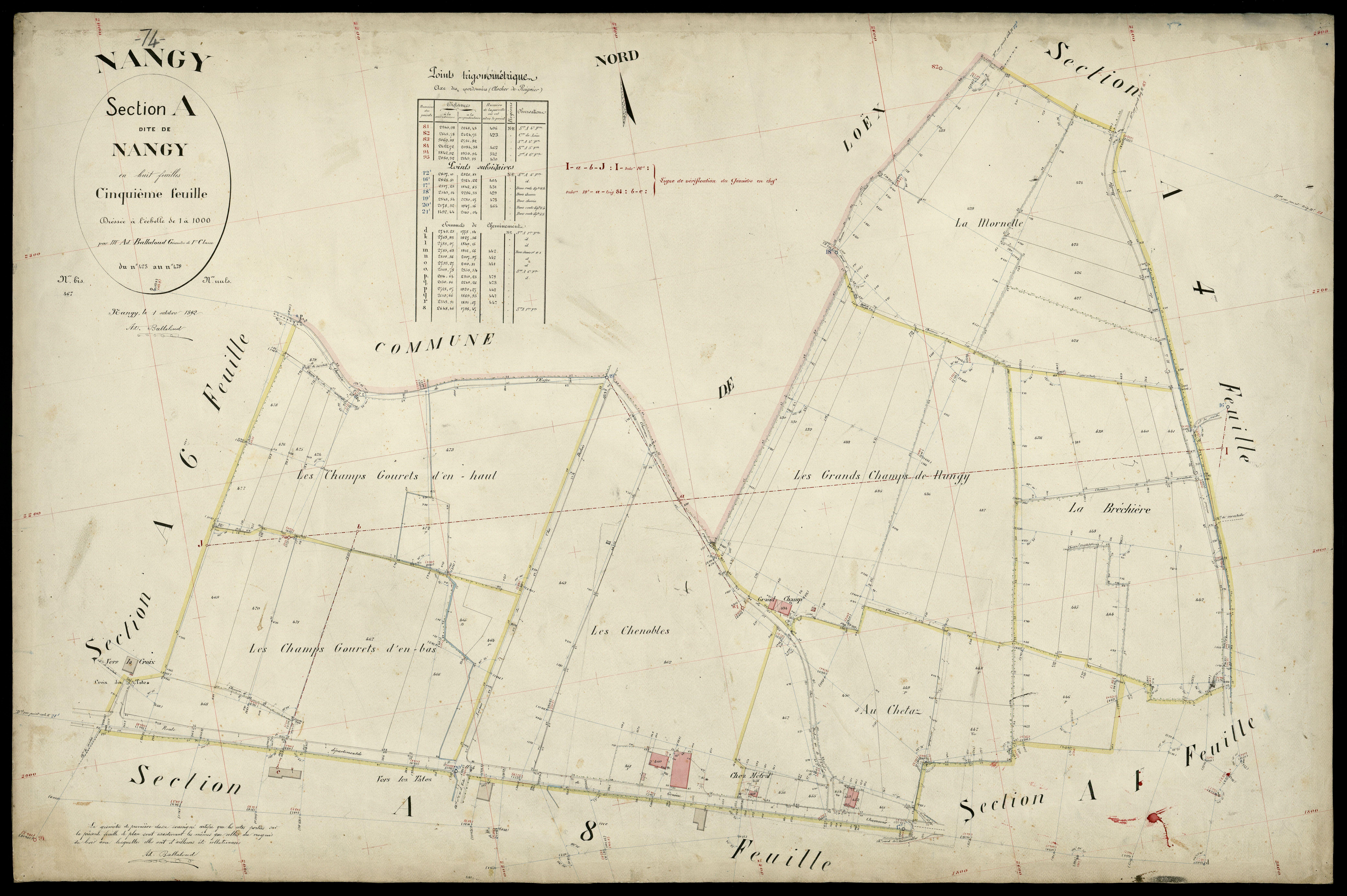 3 P 3 6548 - Feuille n° 6, parcelles n° 480 à 583 - 1er octobre 1892