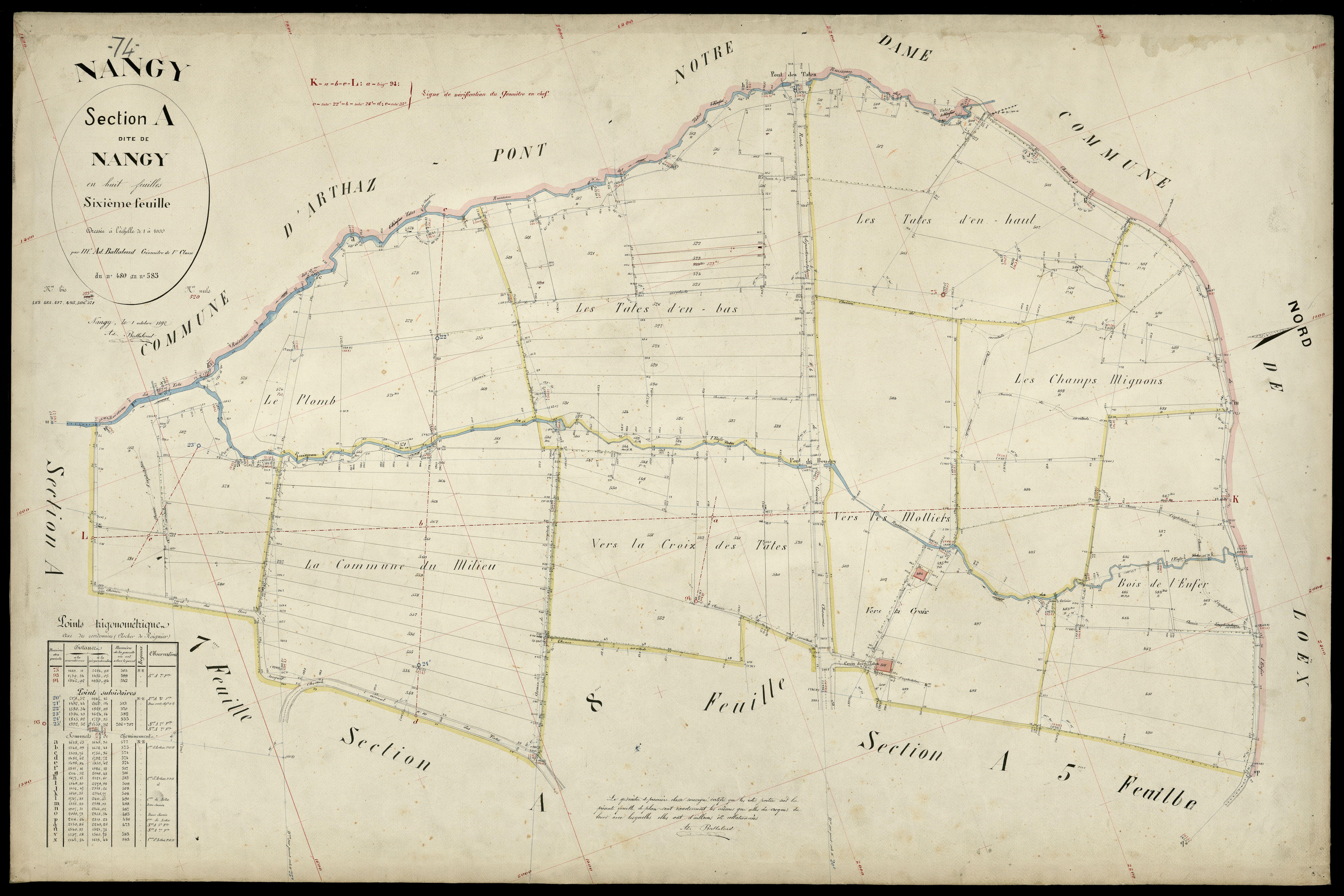 3 P 3 6549 - Feuille n° 7, parcelles n° 584 à 709 - 1er octobre 1892