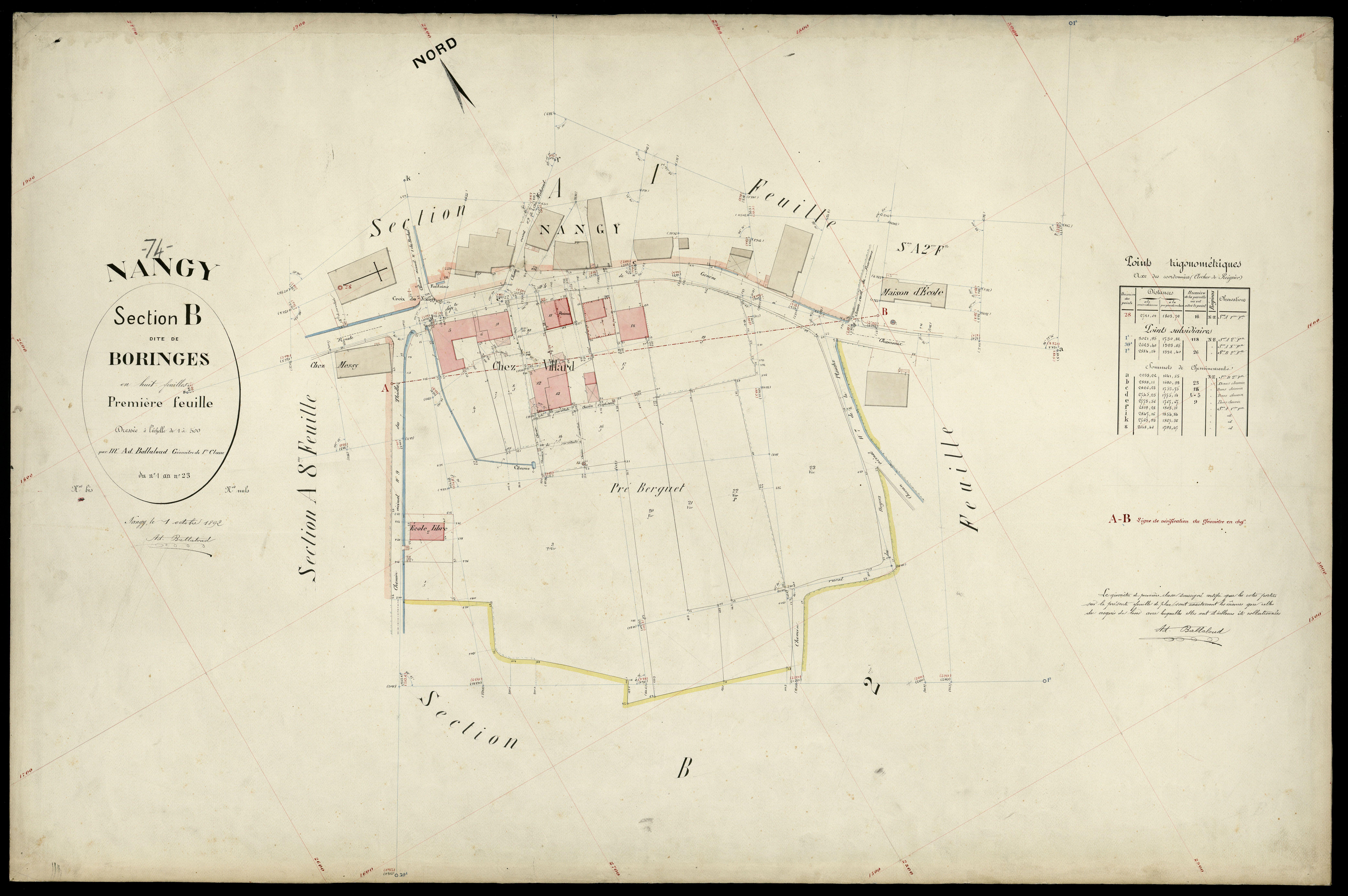 3 P 3 6552 - Feuille n° 2, parcelles n° 24 à 157 - 1er octobre 1892