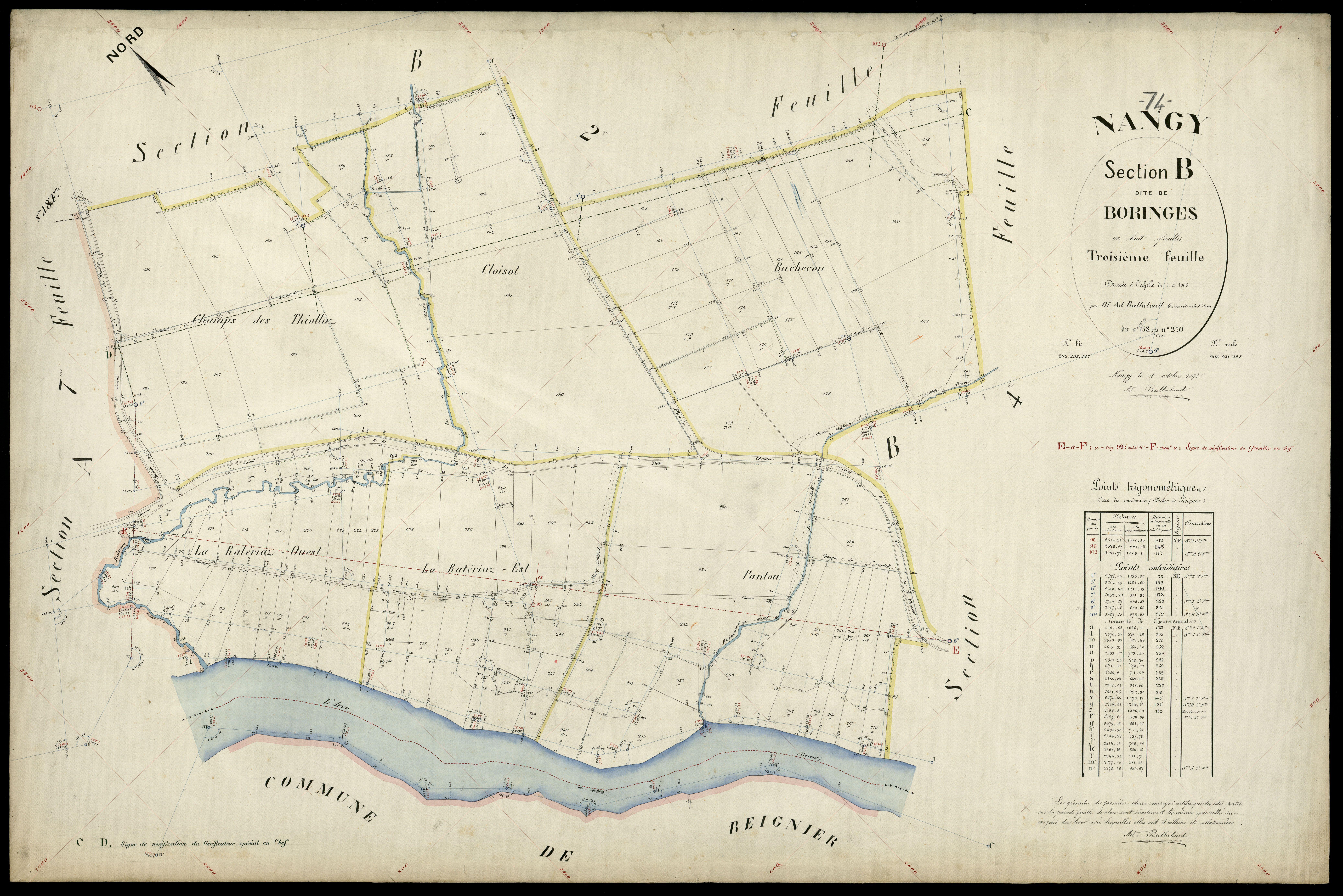 3 P 3 6554 - Feuille n° 4, parcelles n° 271 à 351 - 1er octobre 1892