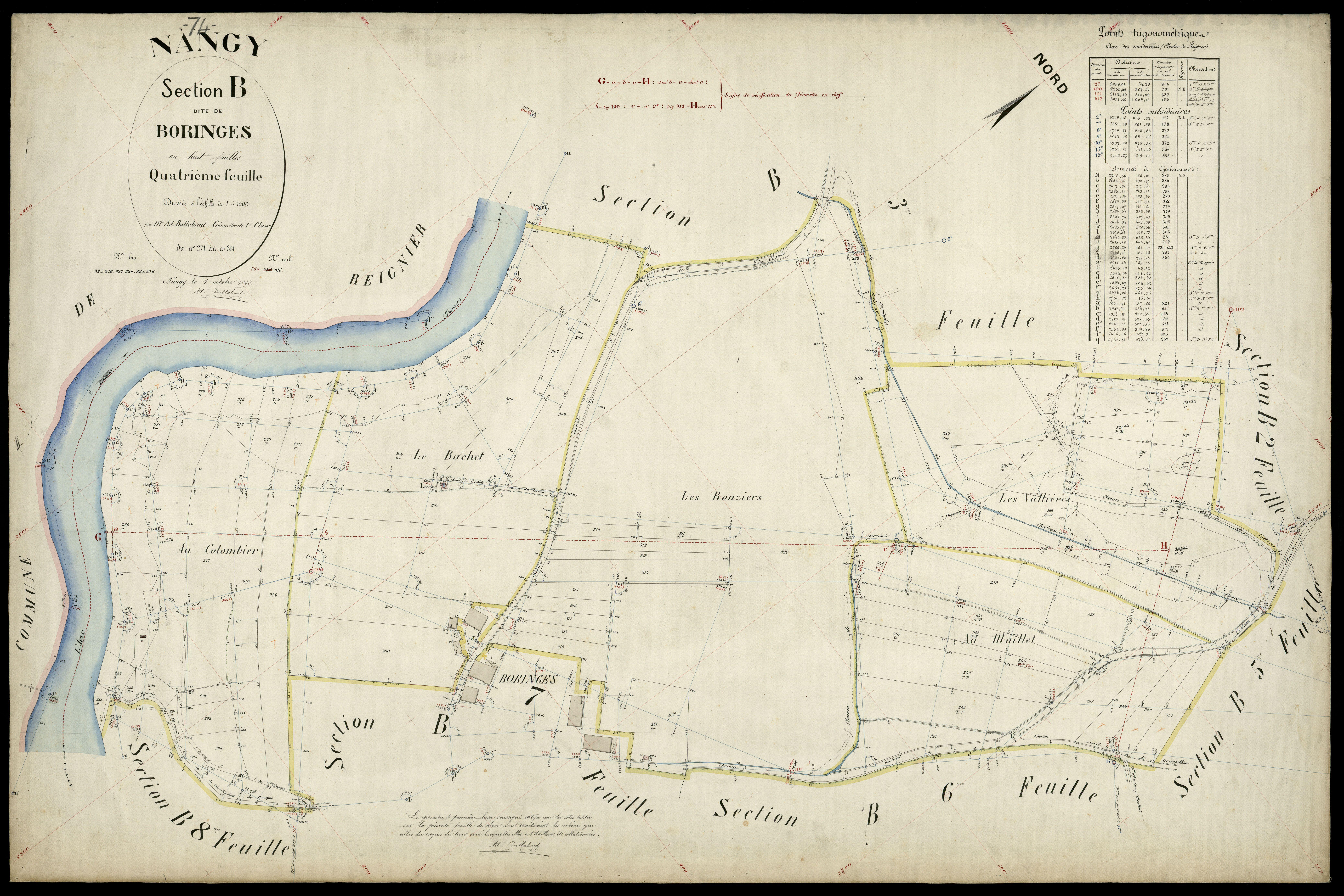 3 P 3 6555 - Feuille n° 5, parcelles n° 352 à 418 - 1er octobre 1892