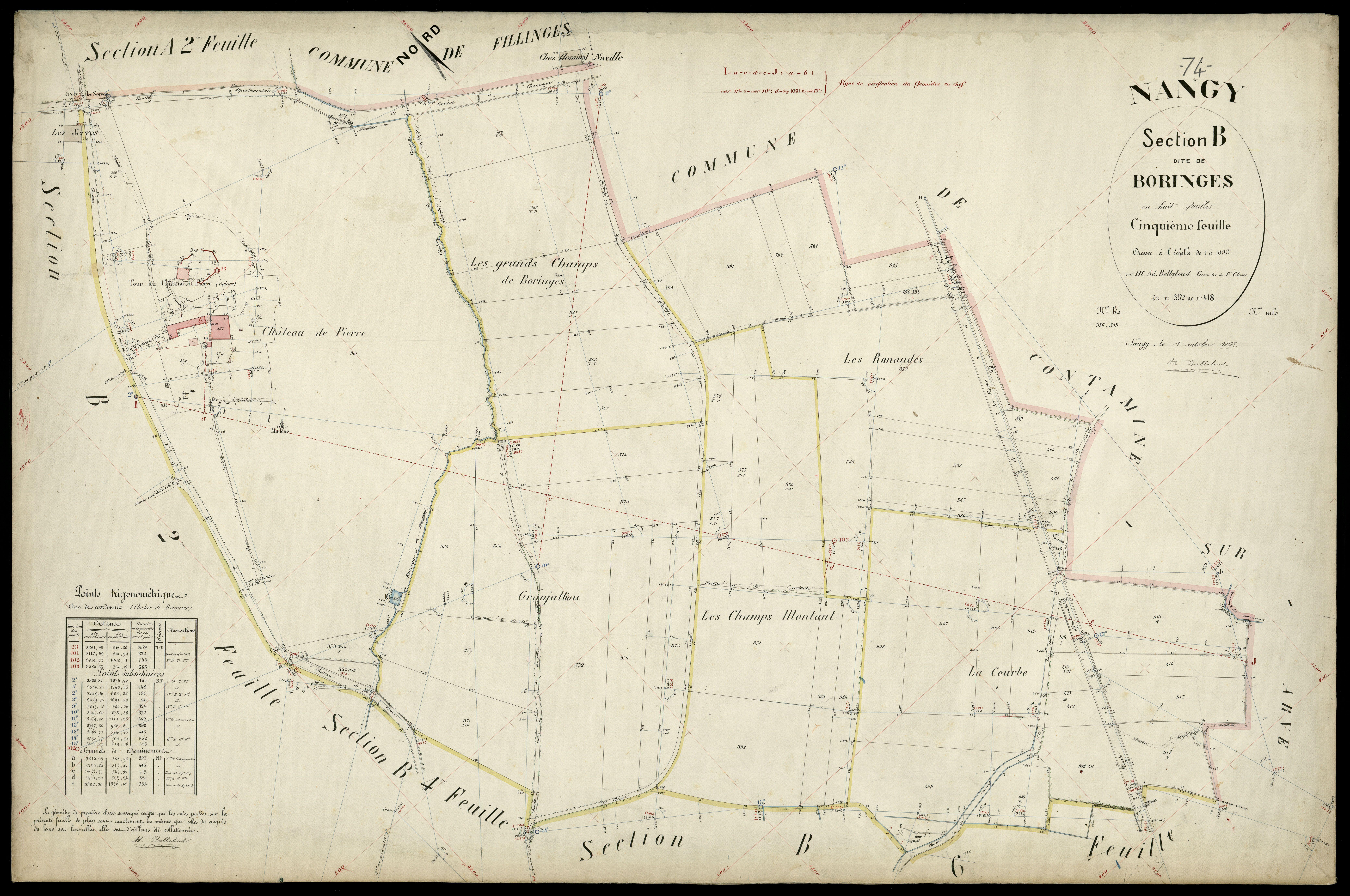 3 P 3 6556 - Feuille n° 6, parcelles n° 419 à 569 - 1er octobre 1892