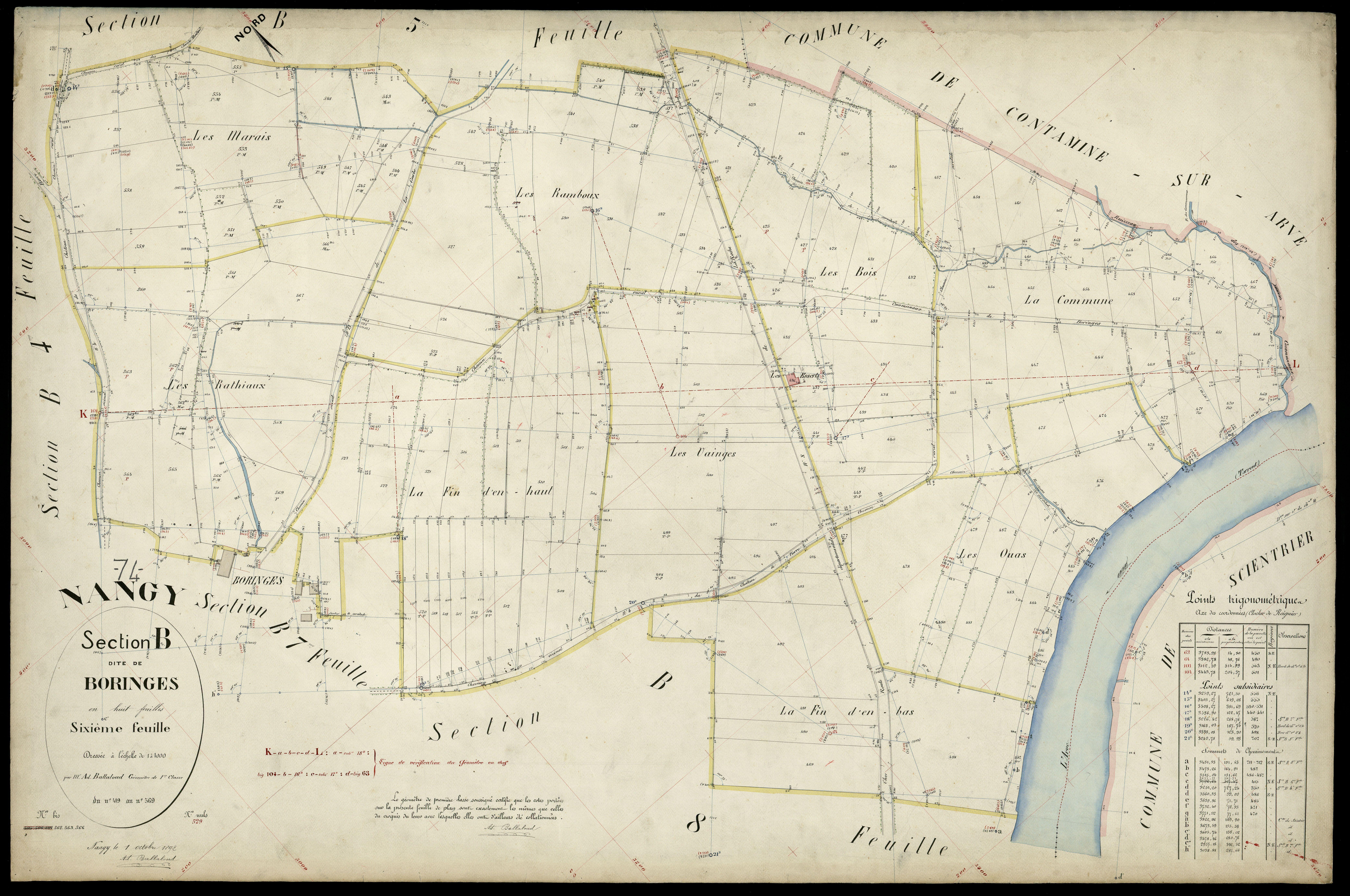 3 P 3 6557 - Feuille n° 7, parcelles n° 570 à 684 - 1er octobre 1892