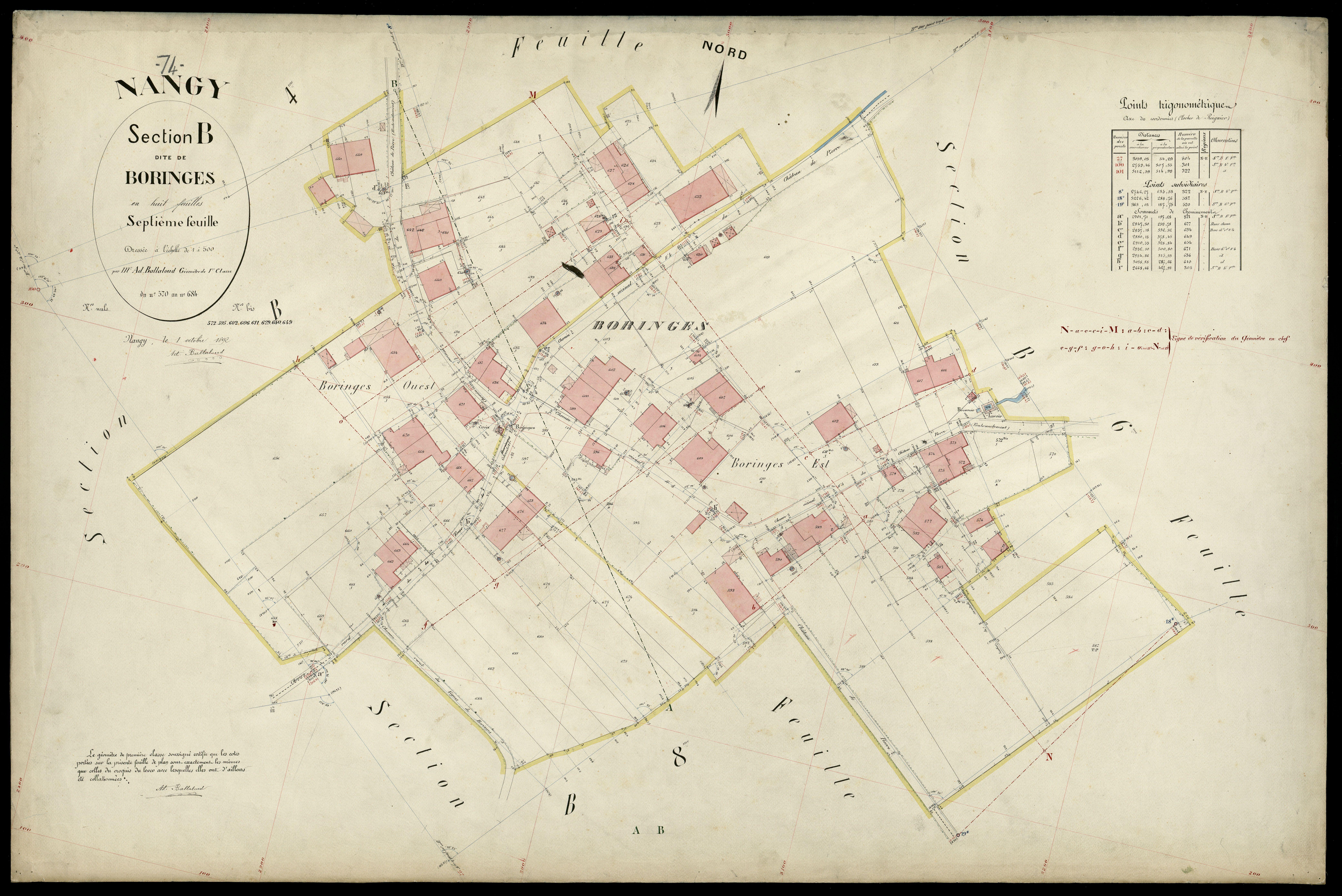 3 P 3 6558 - Feuille n° 8, parcelles n° 685 à 833 - 1er octobre 1892