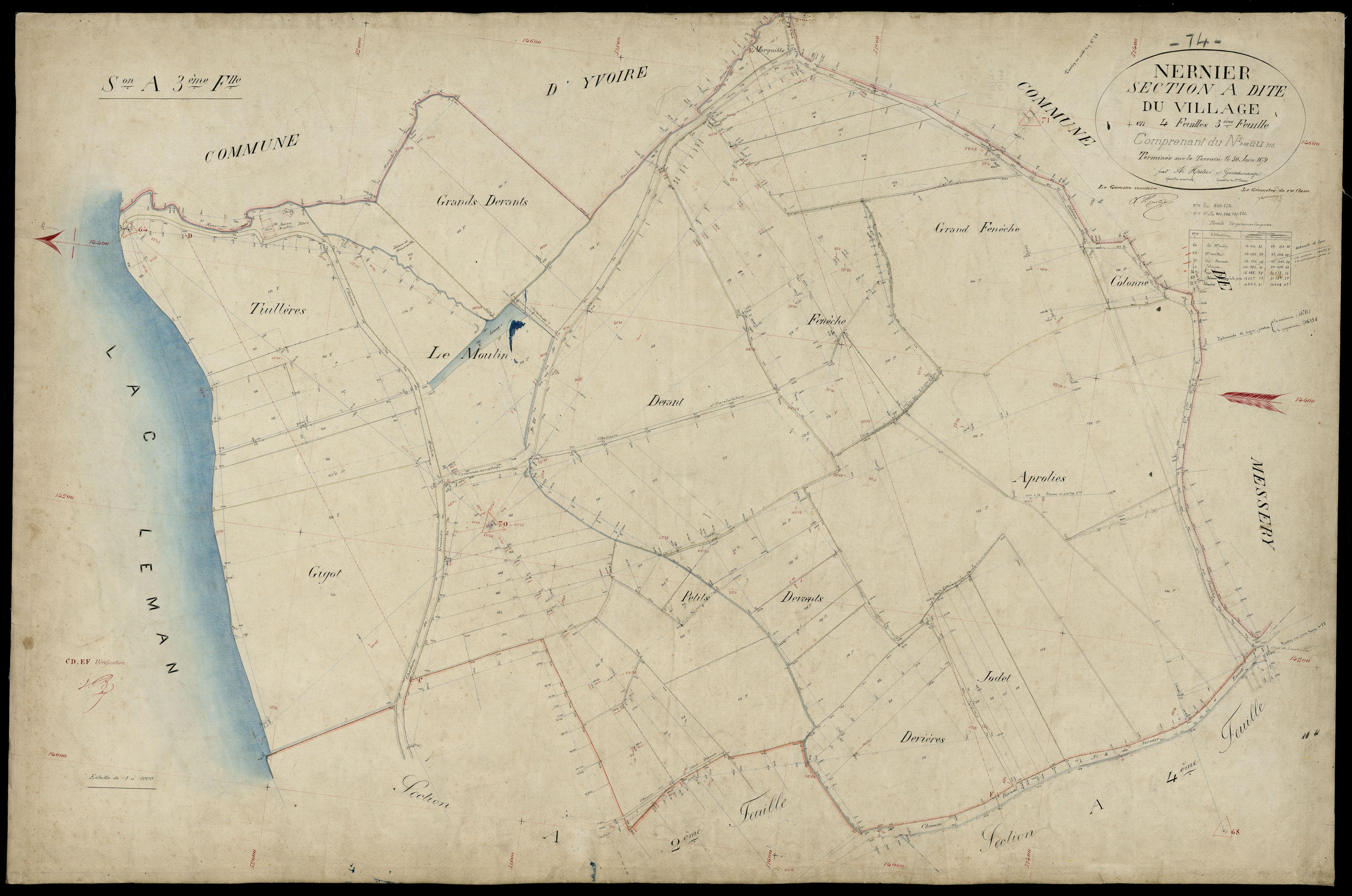 3 P 3 6572 - Feuille n° 4, parcelles n° 319 à 368 - 30 juin 1879