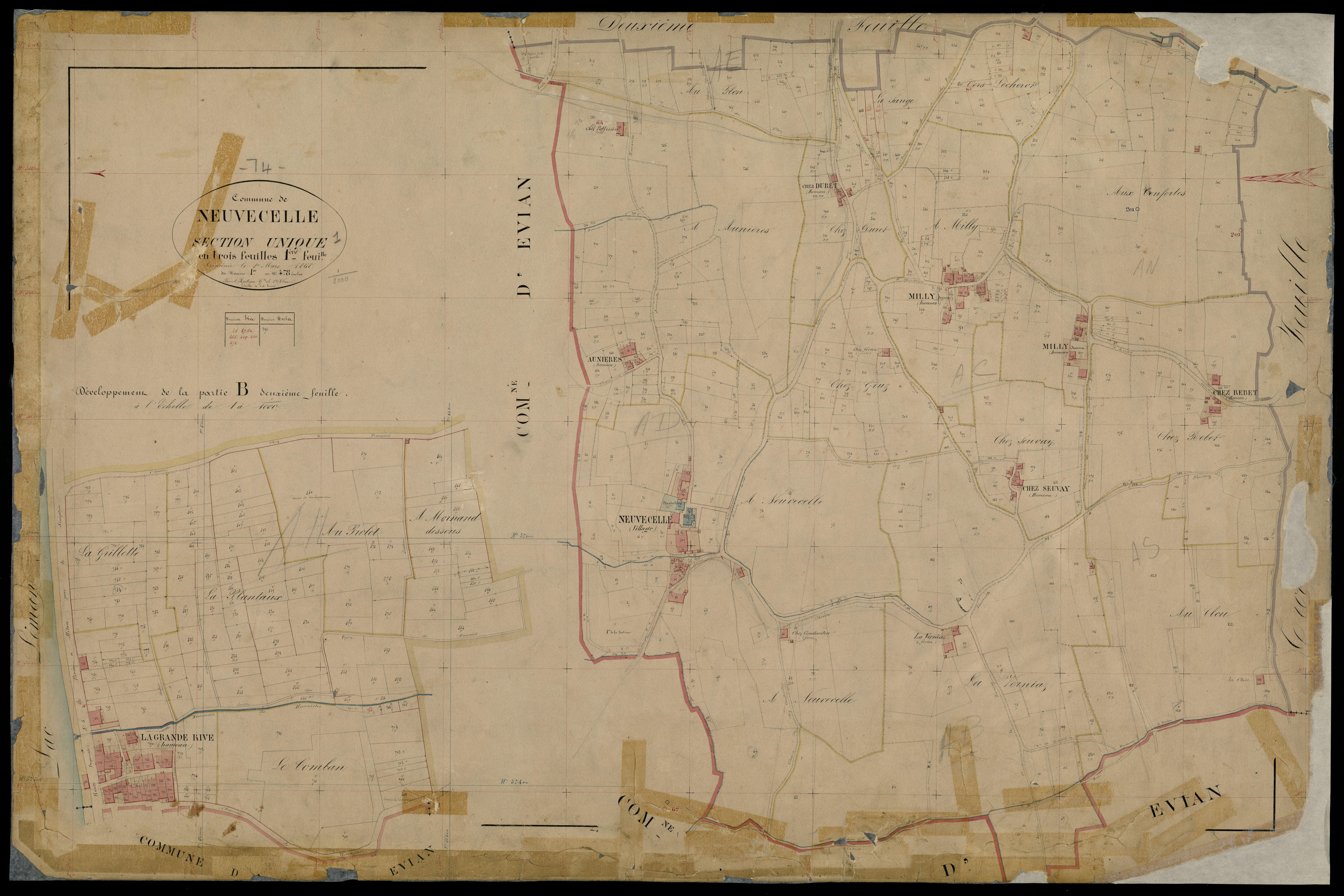 3 P 3 6578 - Feuille n° 2, parcelles n° 479 à 1364 - 1er mars 1868