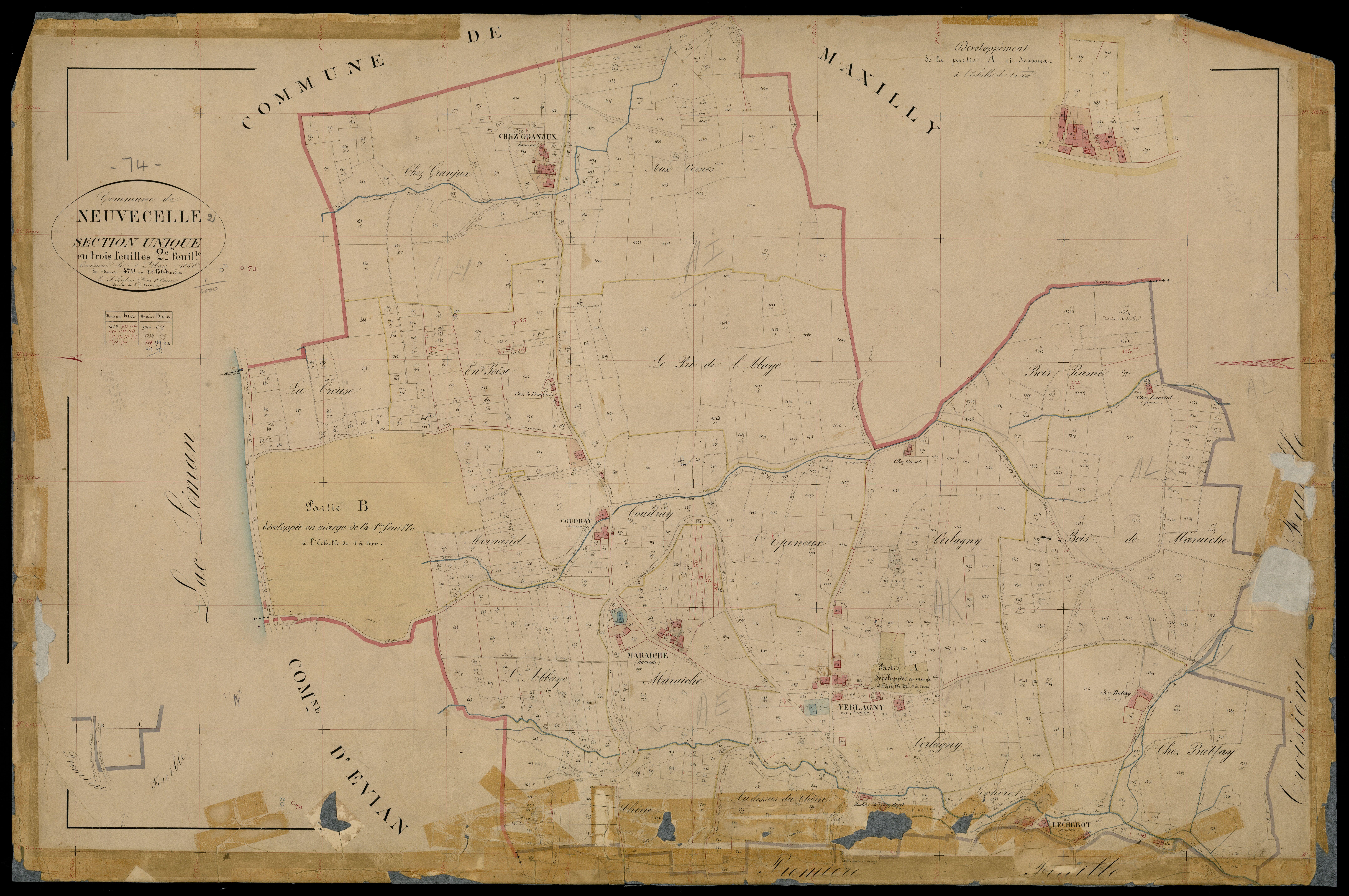 3 P 3 6579 - Feuille n° 3, parcelles n° 1365 à 1705 - 1er mars 1868