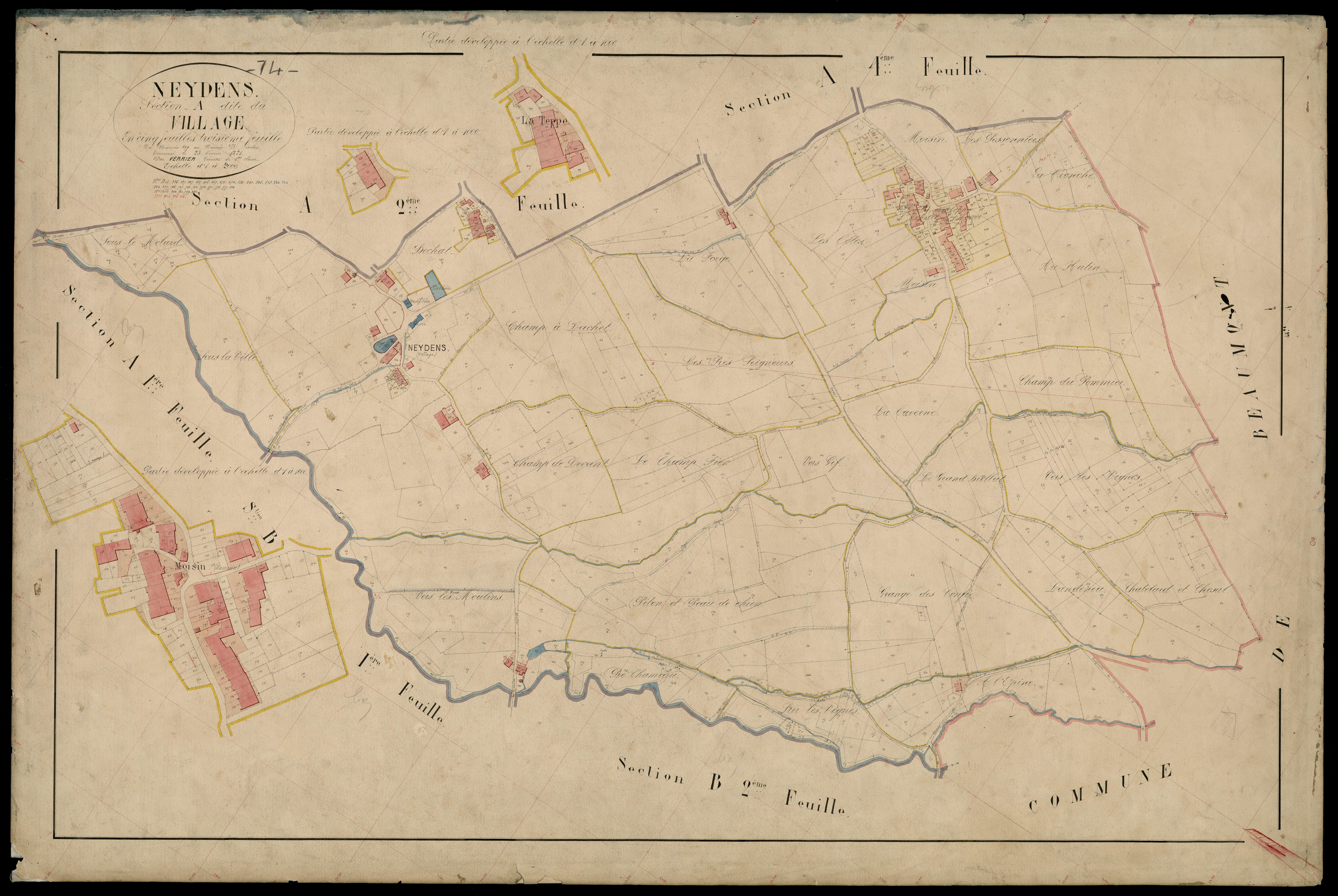 3 P 3 6584 - Feuille n° 4, parcelles n° 856 à 964 - 26 février 1871