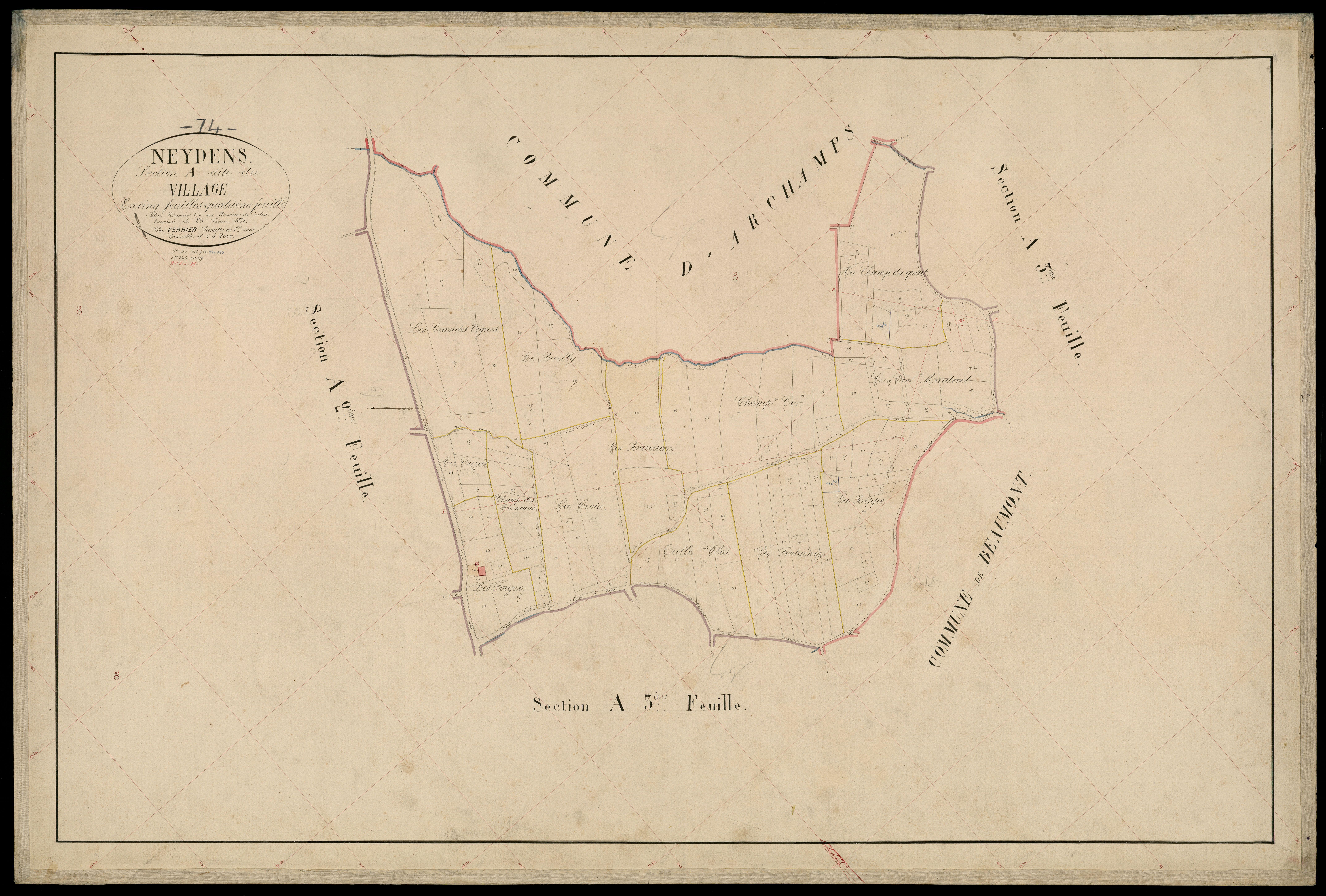 3 P 3 6585 - Feuille n° 5, parcelles n° 965 à 1137 - 15 mai 1871