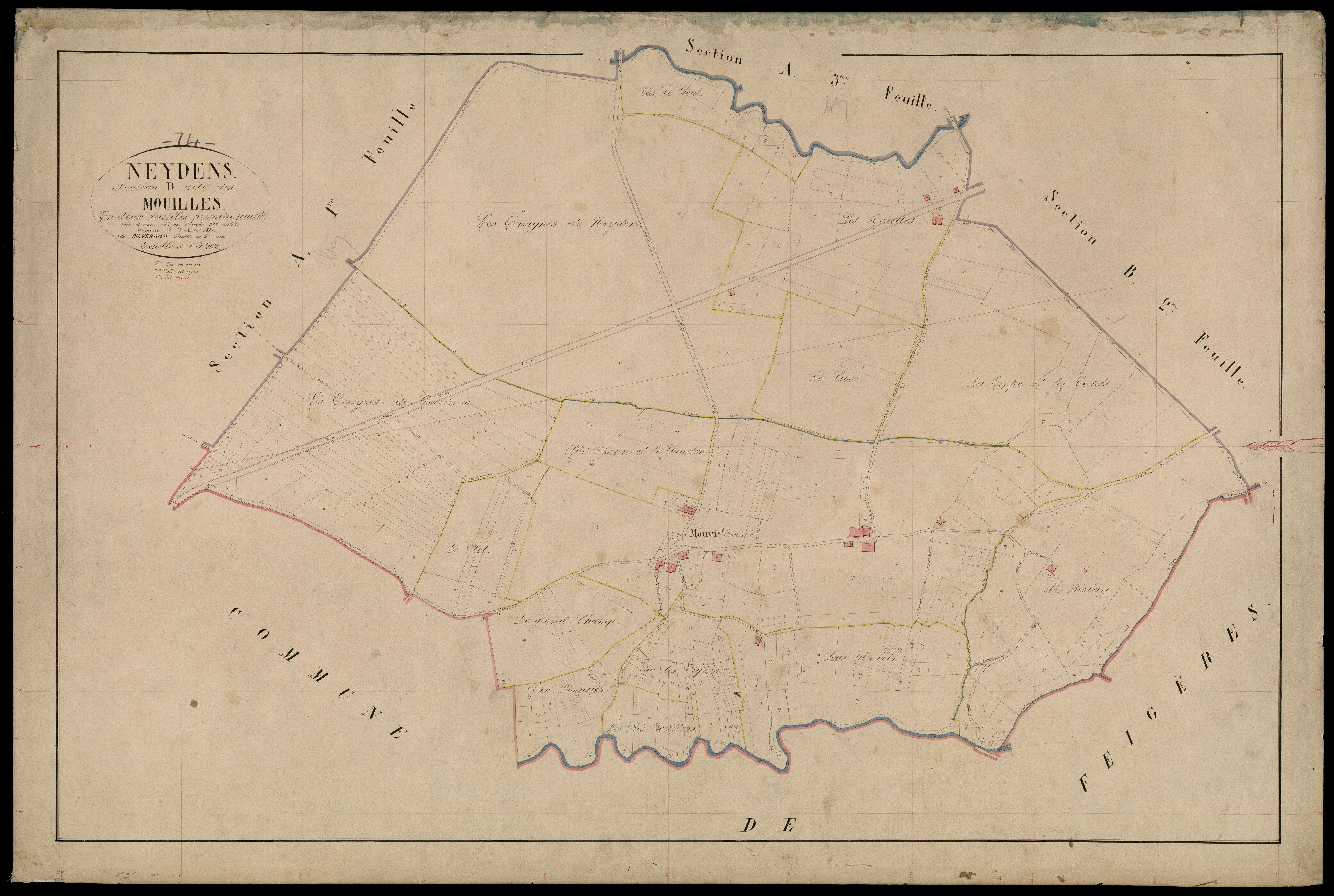 3 P 3 6587 - Feuille n° 2, parcelles n° 322 à 620 - 25 mai 1871