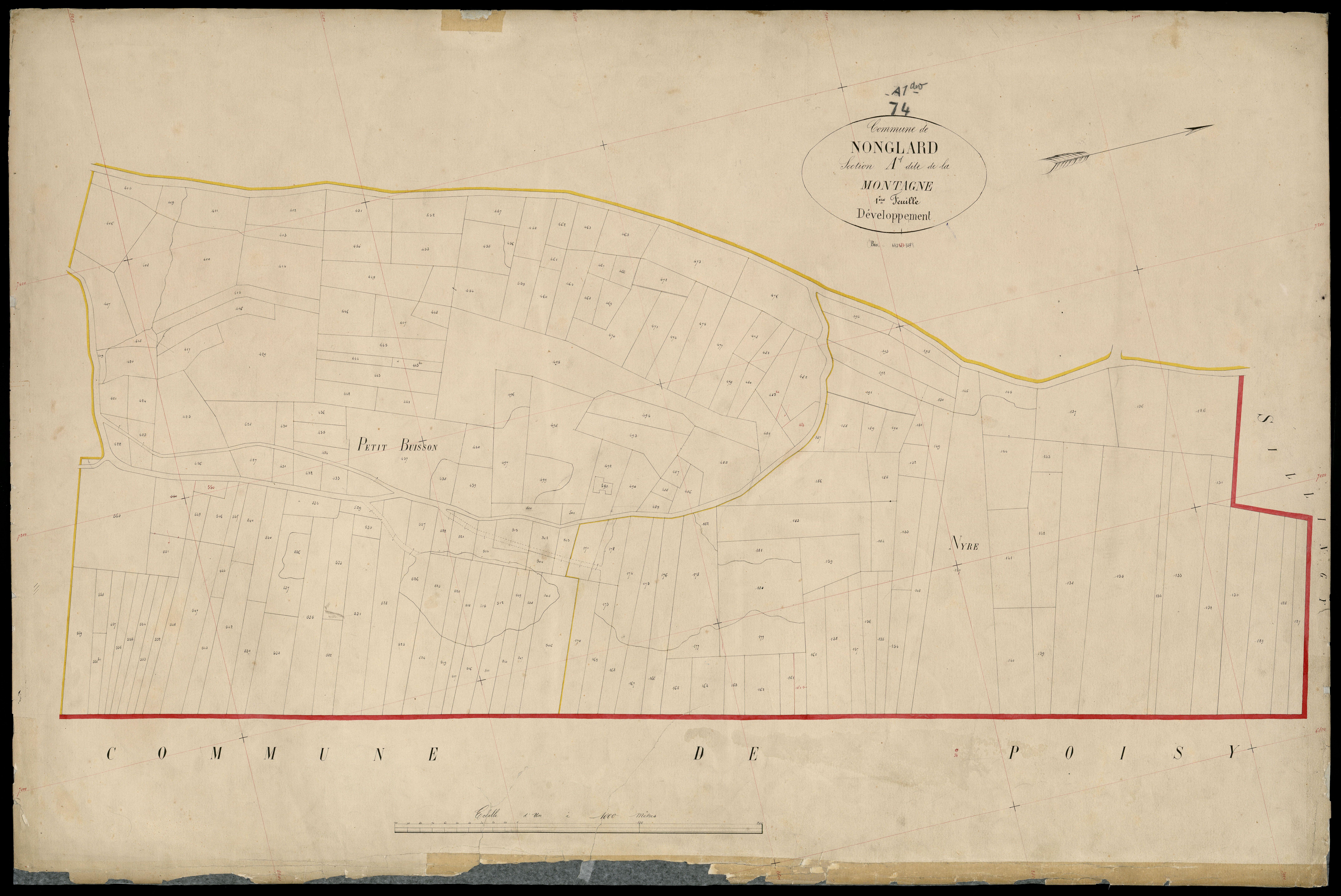 3 P 3 6591 - Feuille n° 2, parcelles n° 806 à 1229 - 1er juin 1865