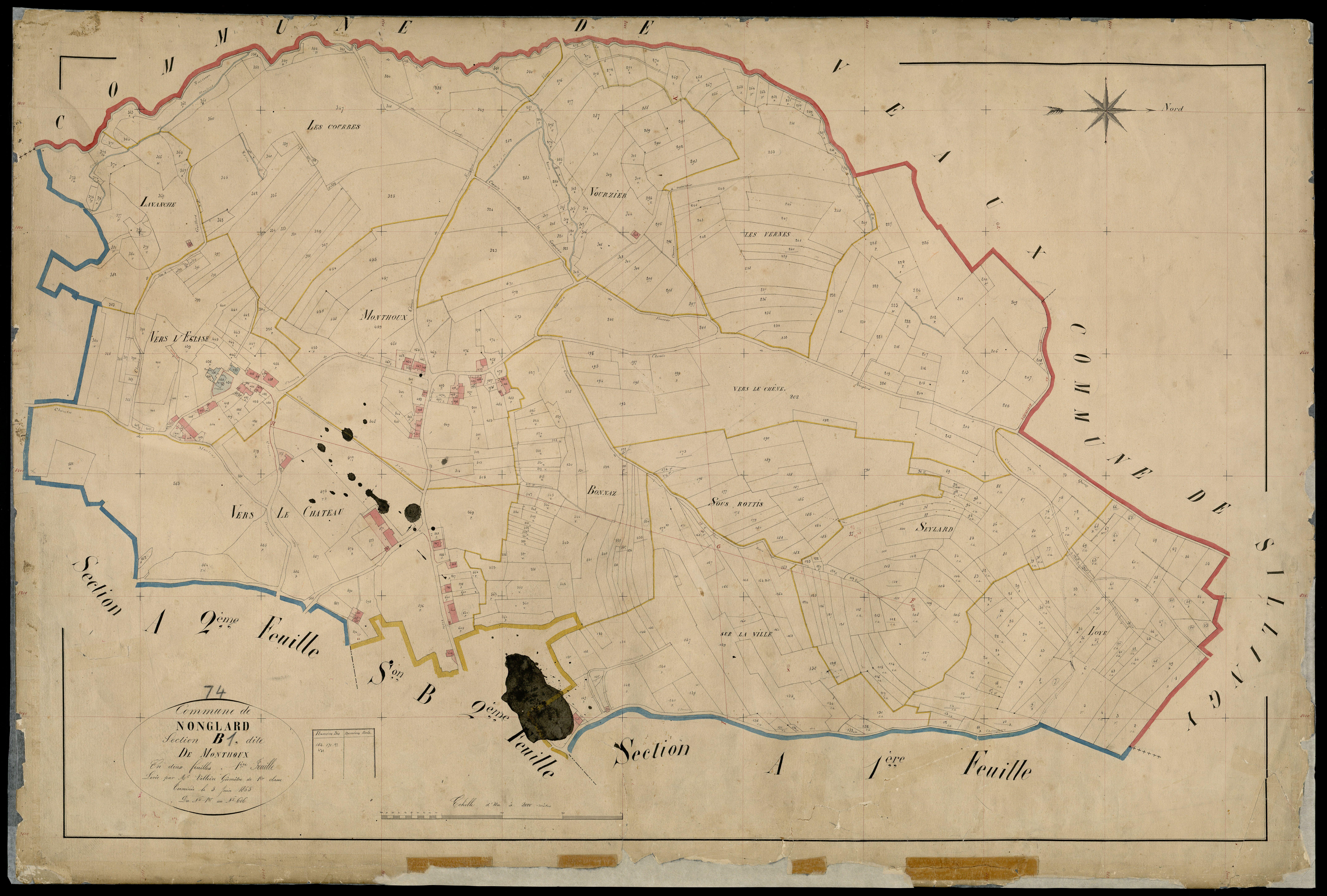 3 P 3 6593 - Feuille n° 2, parcelles n° 607 à 766 - 7 juin 1865