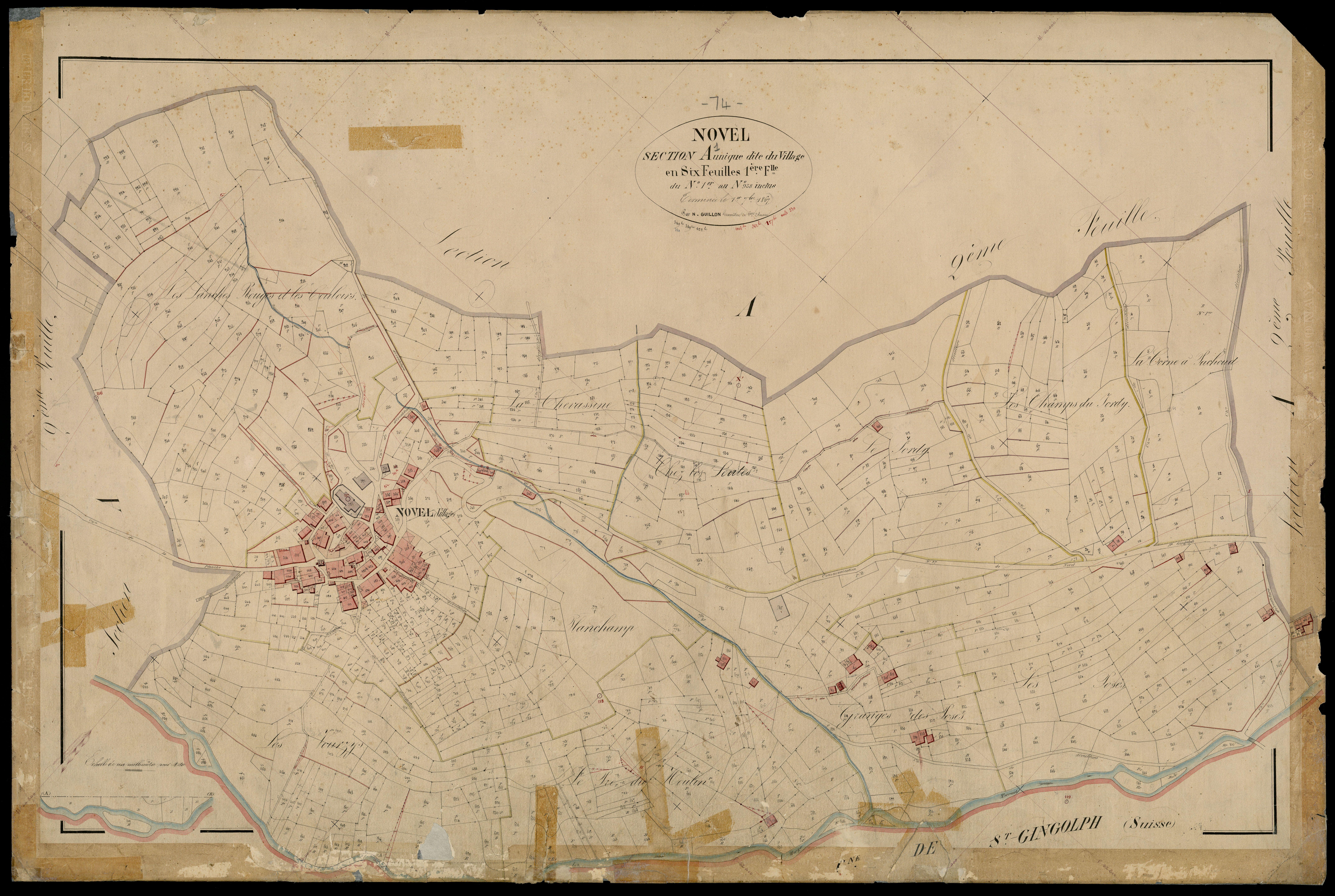 3 P 3 6596 - Feuille n° 2, parcelles n° 959 à 1428 - 1er septembre 1867