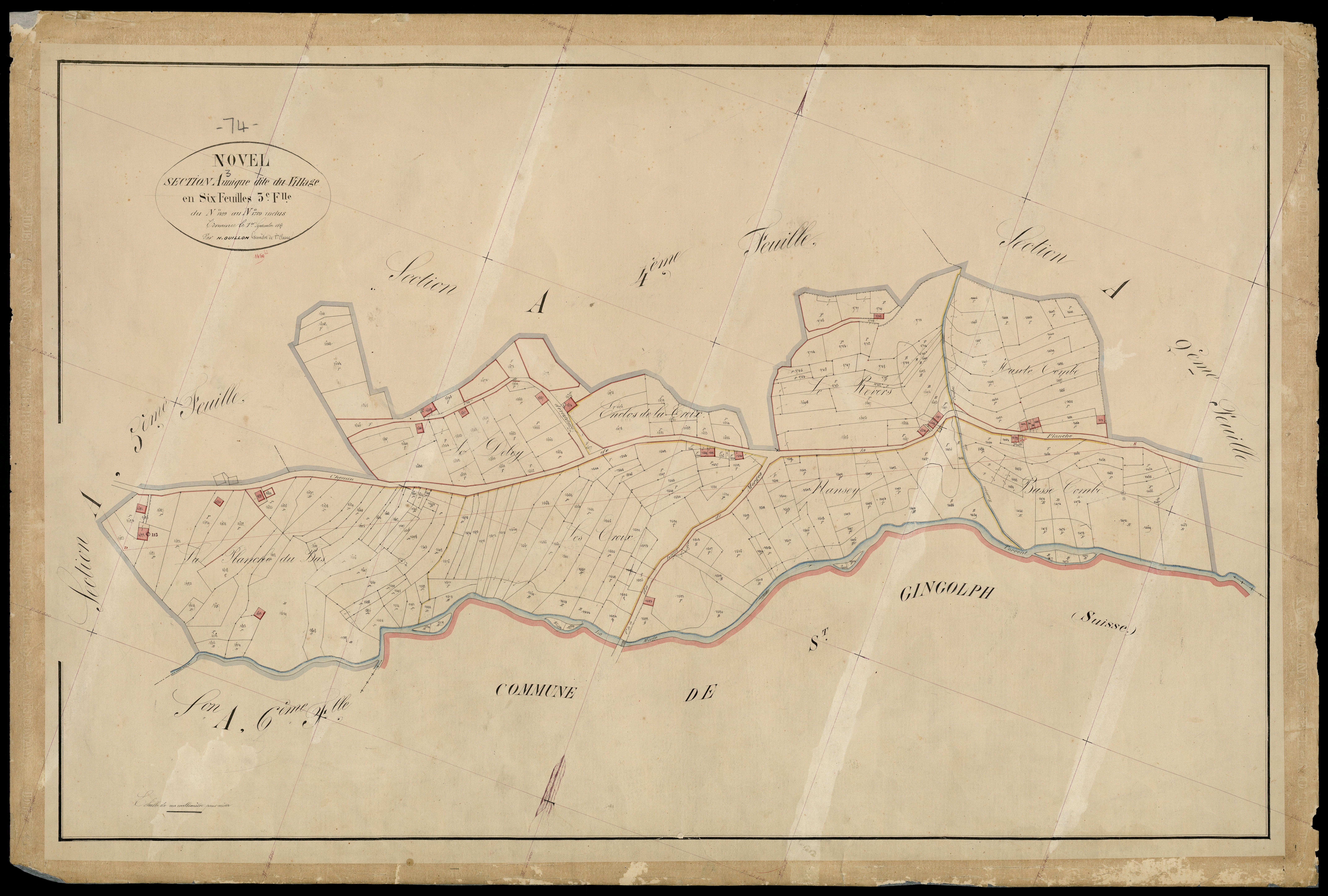 3 P 3 6598 - Feuille n° 4, parcelles n° 1720 à 1838 - 1er septembre 1867