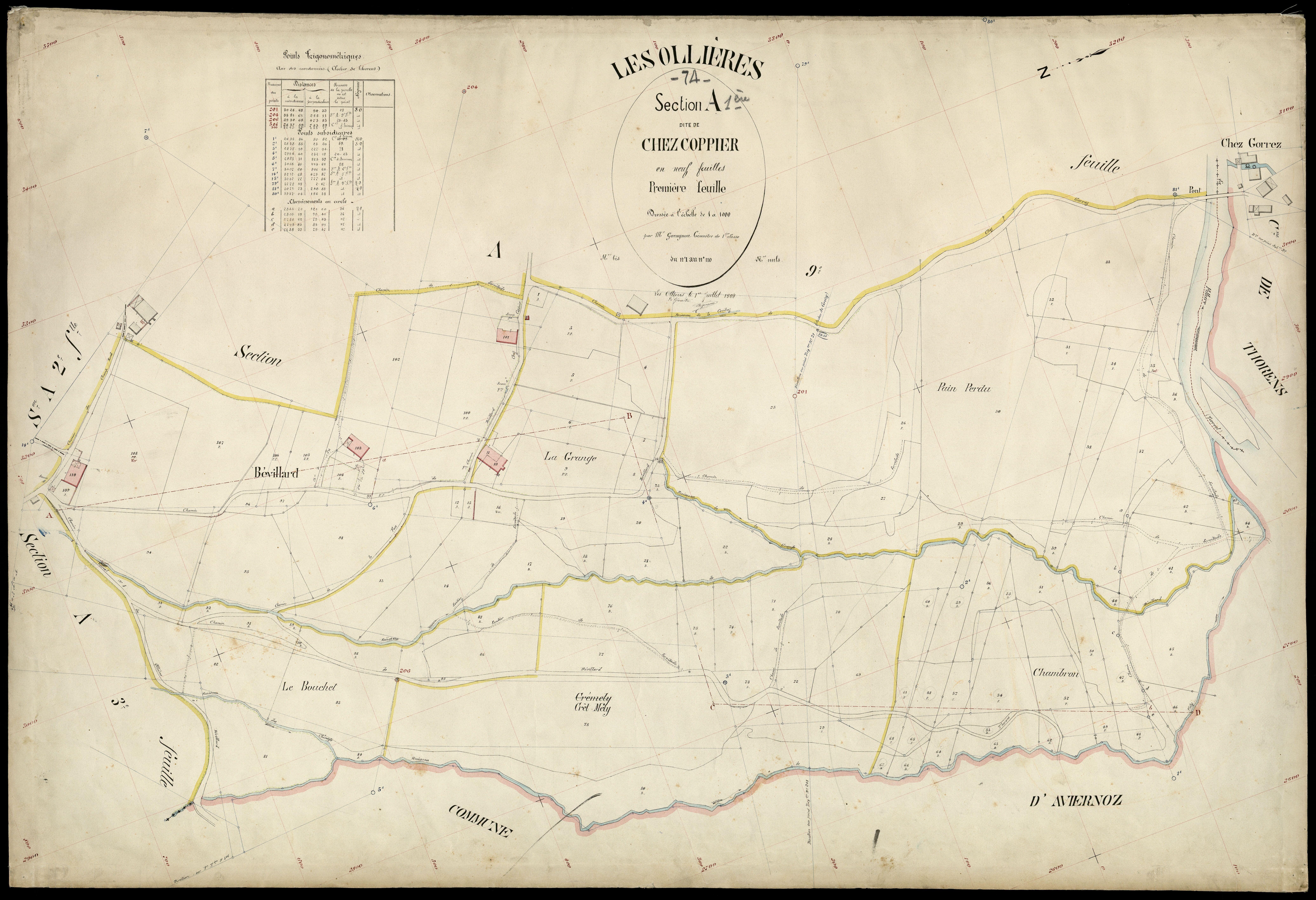3 P 3 6603 - Feuille n° 2, parcelles n° 111 à 180 - 1er juillet 1904