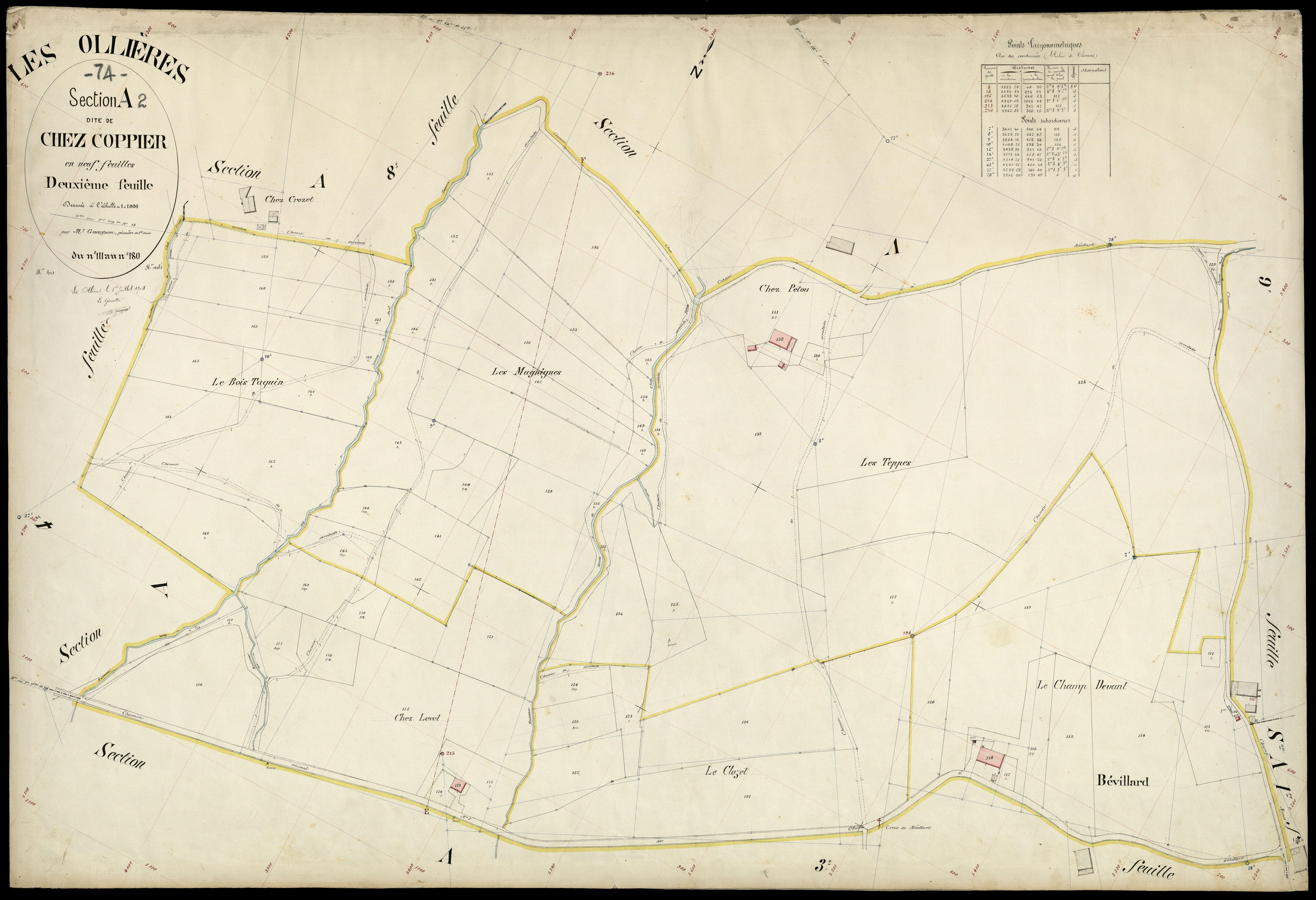 3 P 3 6604 - Feuille n° 3, parcelles n° 181 à 381 - 1er juillet 1904
