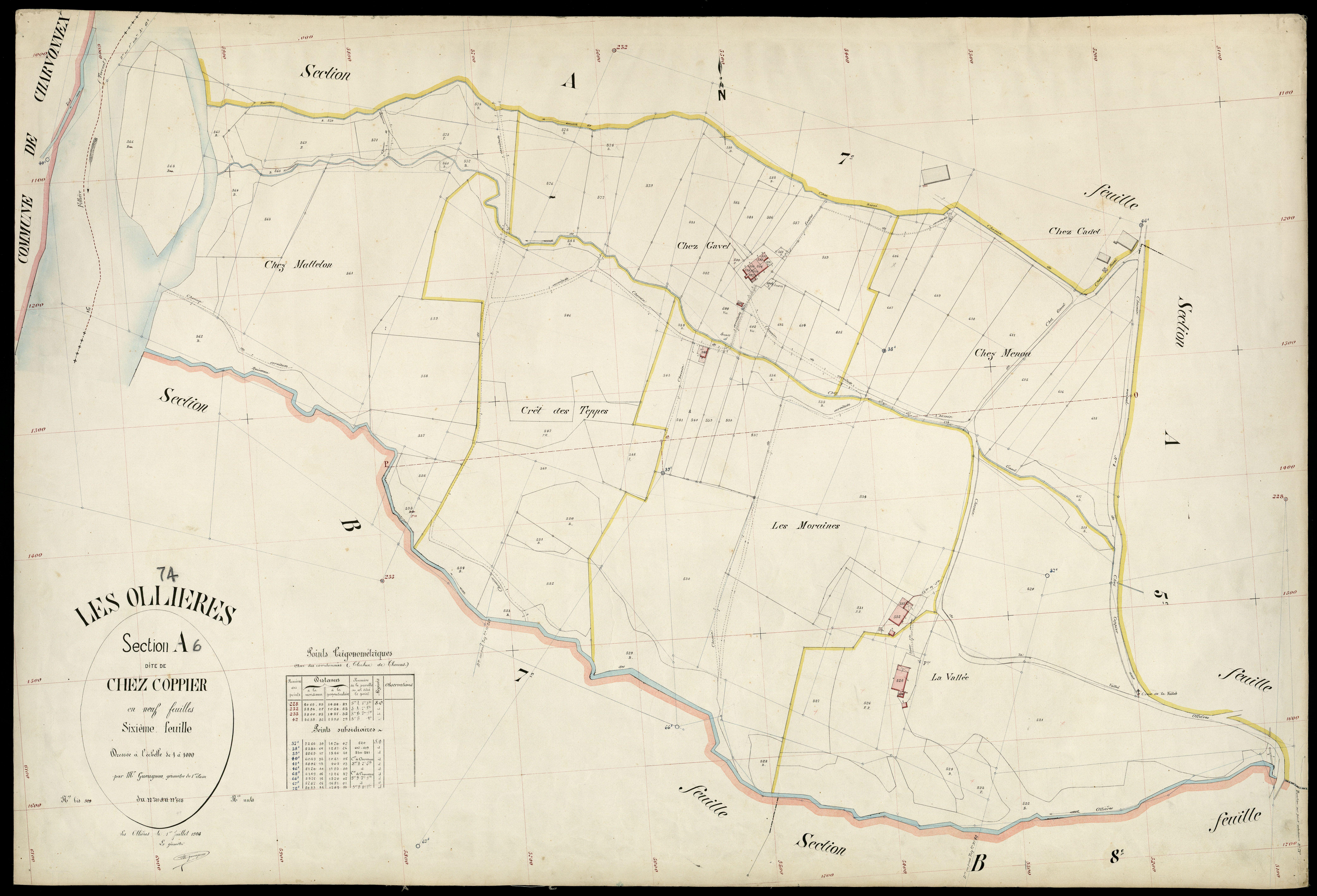 3 P 3 6608 - Feuille n° 7, parcelles n° 619 à 771 - 1er juillet 1904
