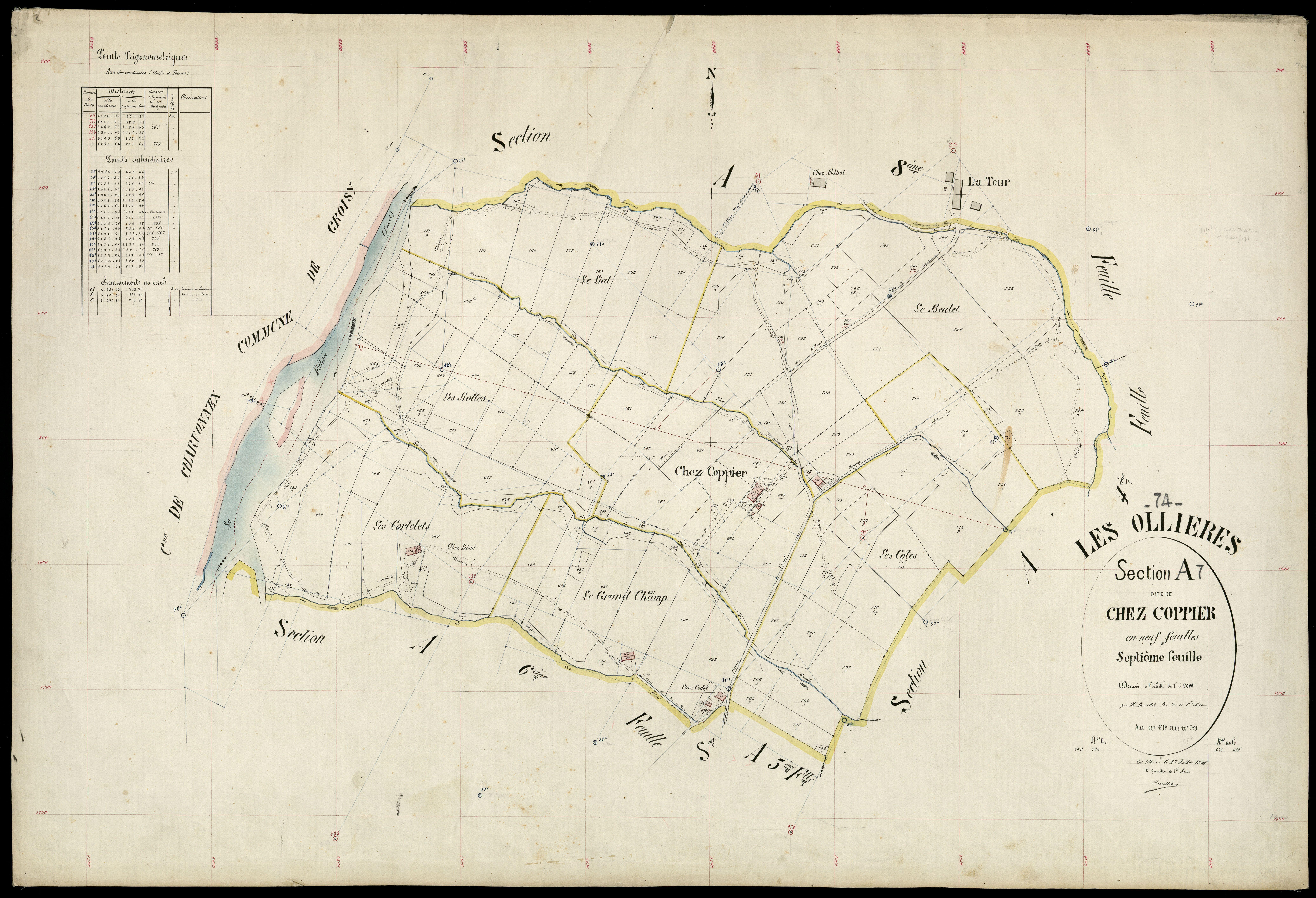 3 P 3 6609 - Feuille n° 8, parcelles n° 772 à 984 - 1er juillet 1904