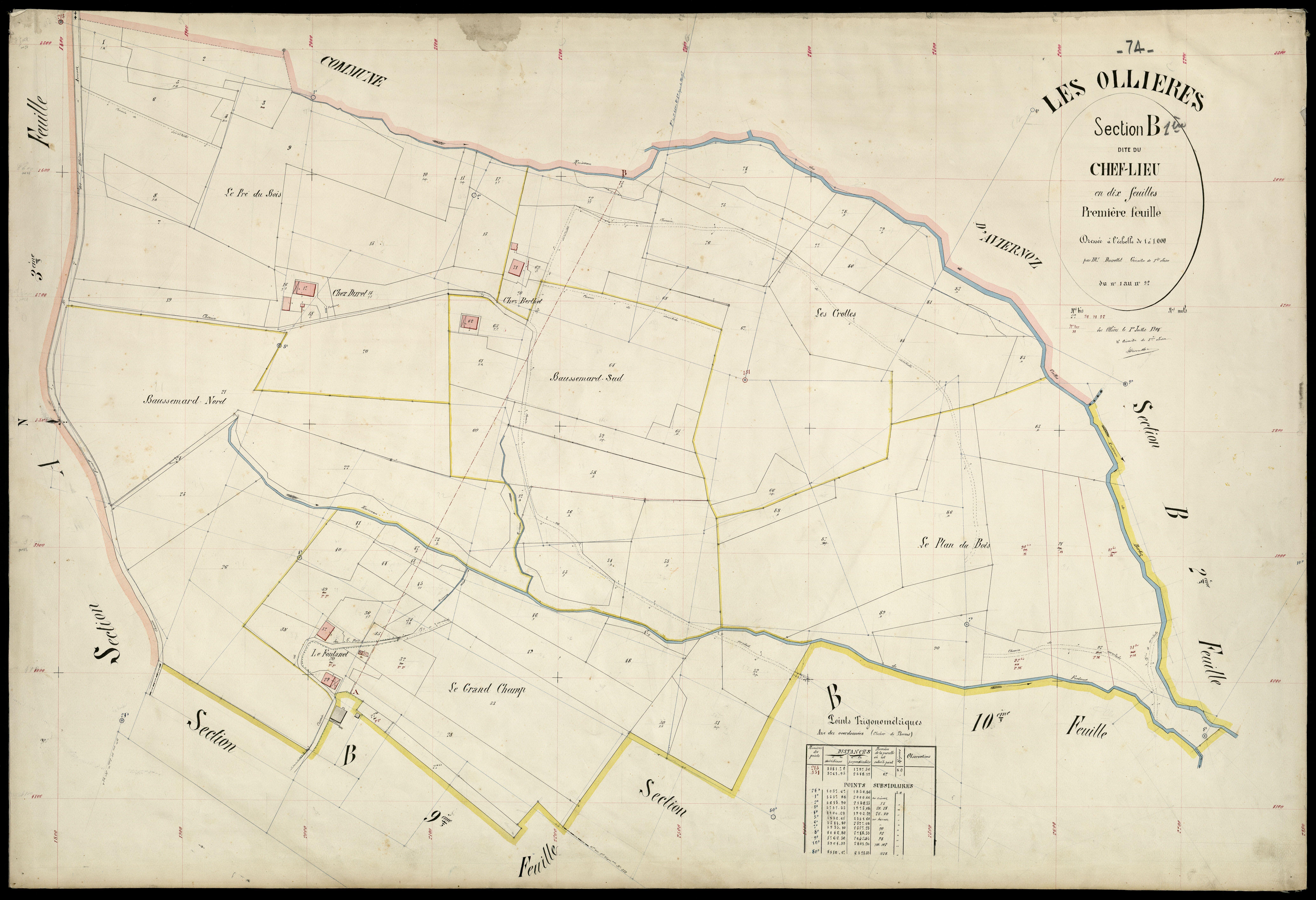 3 P 3 6612 - Feuille n° 2, parcelles n° 93 à 356 - 1er juillet 1904
