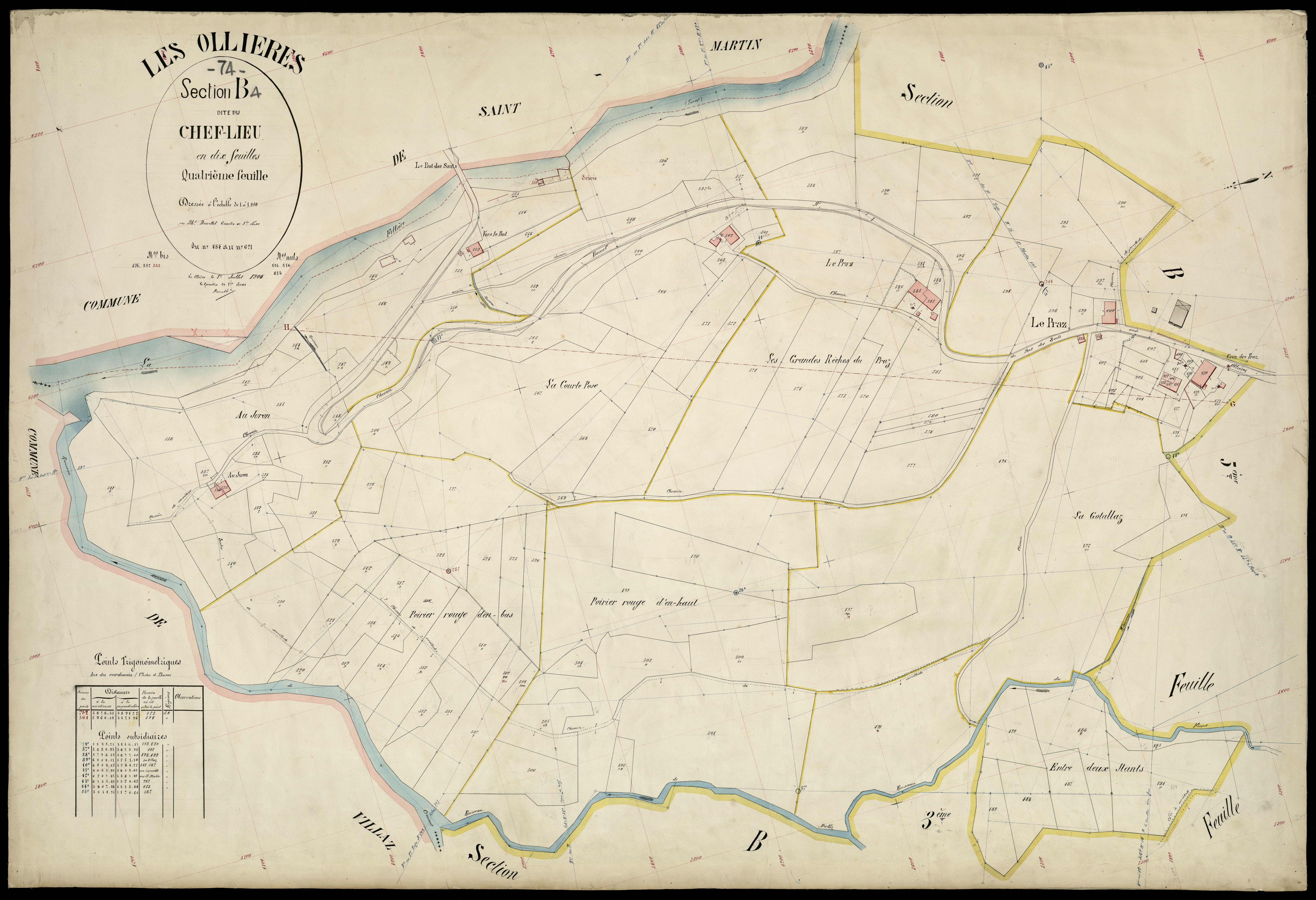 3 P 3 6615 - Feuille n° 5, parcelles n° 622 à 766 - 1er juillet 1904