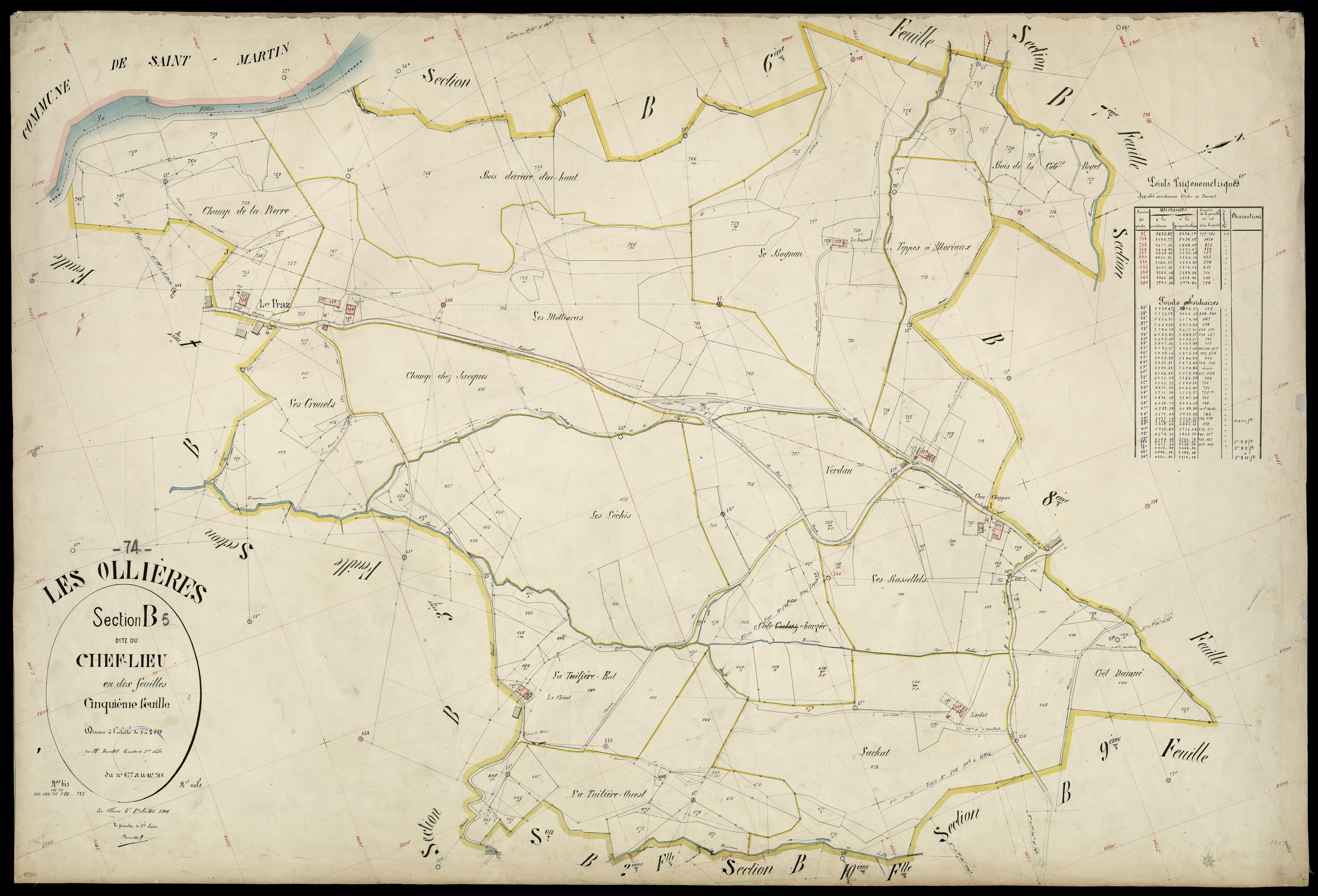 3 P 3 6616 - Feuille n° 6, parcelles n° 767 à 872 - 1er juillet 1904