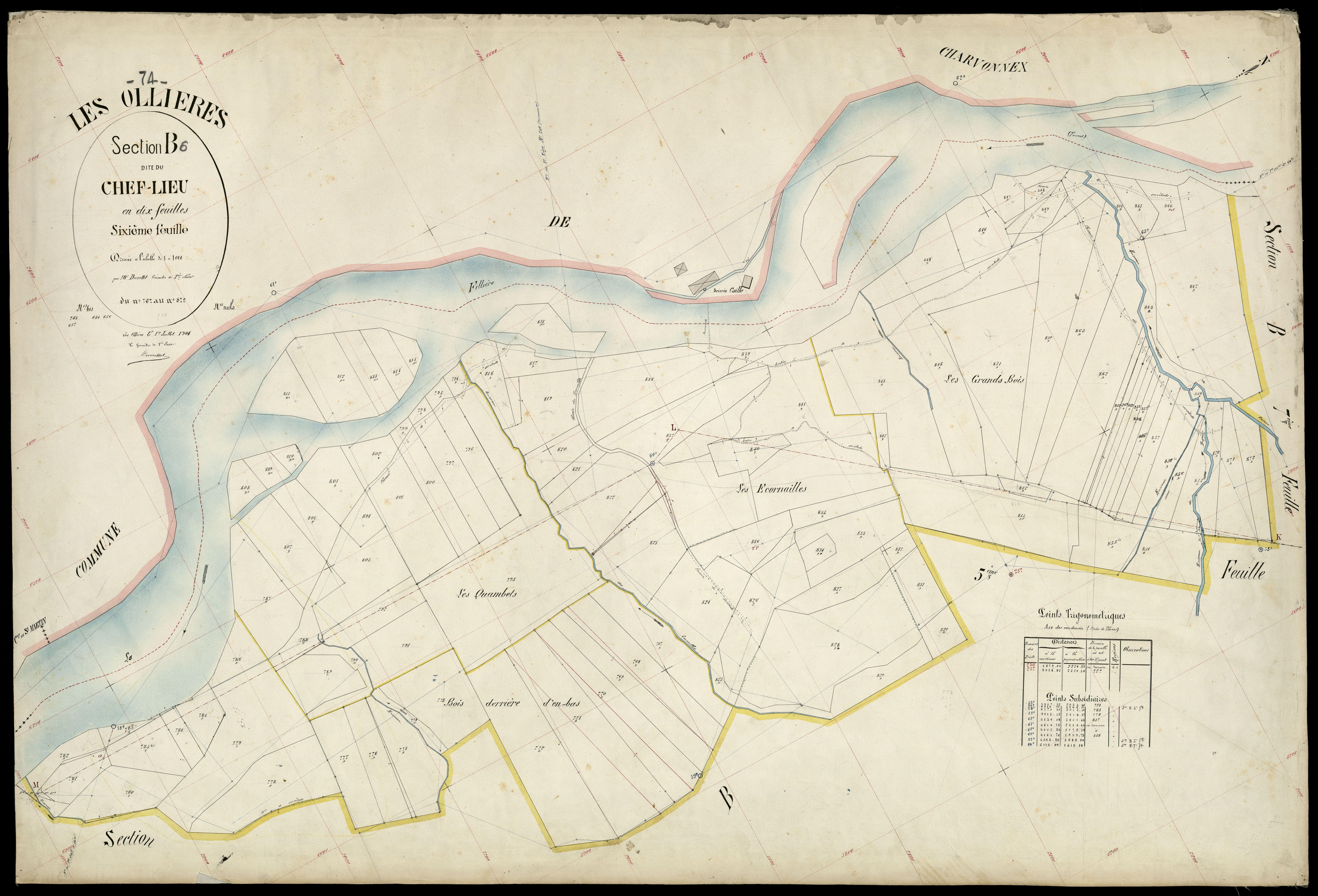 3 P 3 6617 - Feuille n° 7, parcelles n° 873 à 976 - 1er juillet 1904