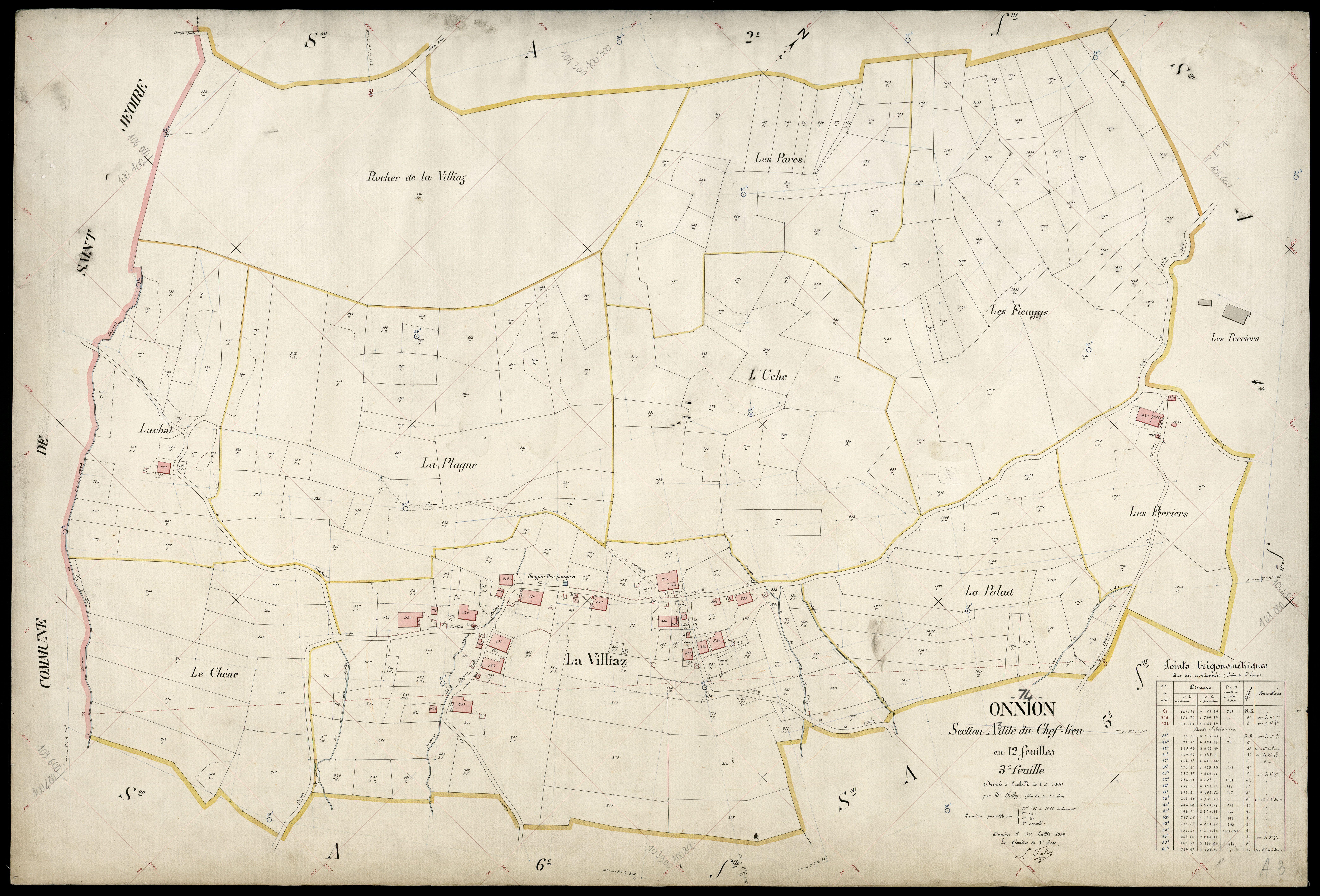 3 P 3 6634 - Feuille n° 4, parcelles n° 1069 à 1221 - 30 juillet 1914