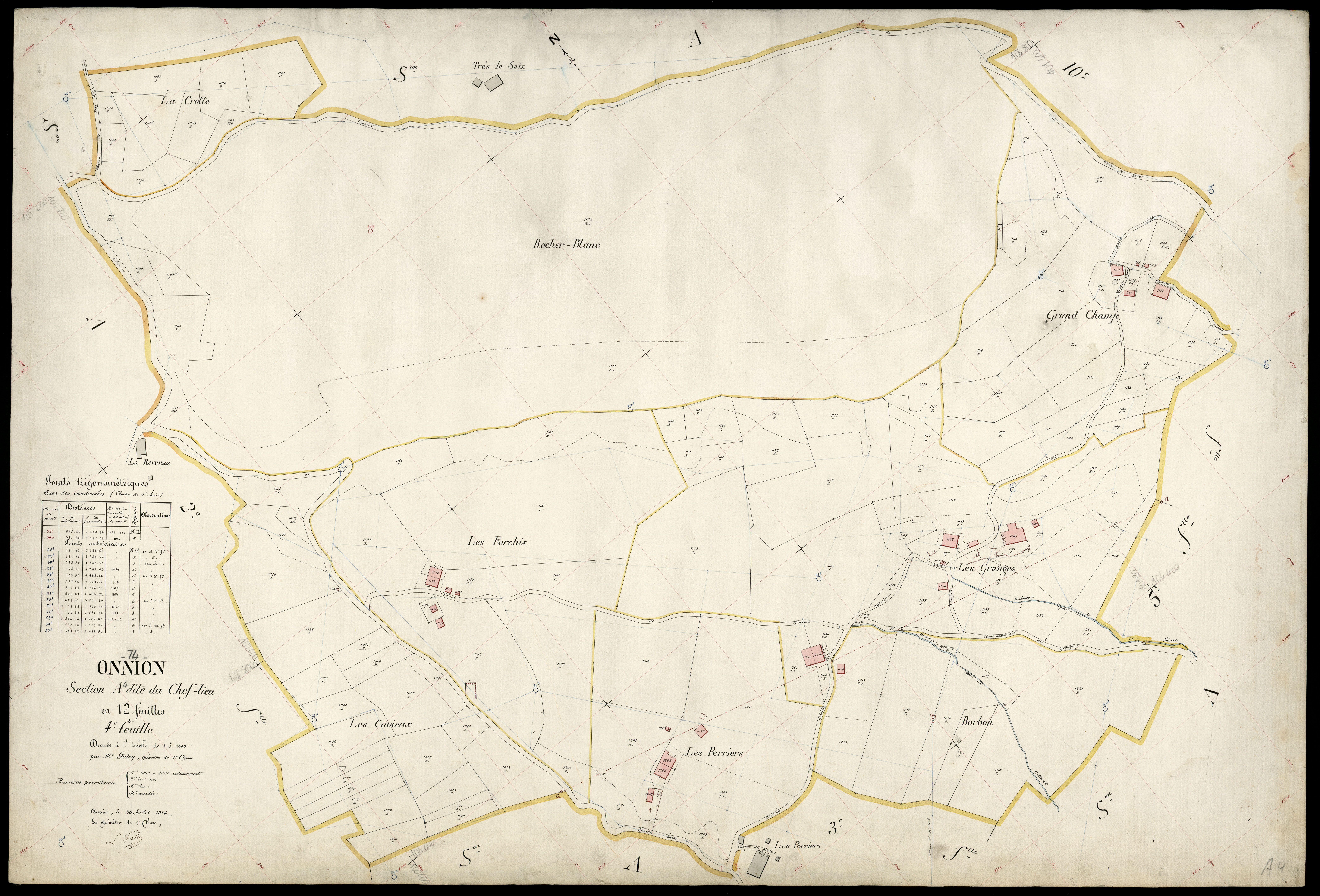 3 P 3 6635 - Feuille n° 5, parcelles n° 1222 à 1480 - 30 juillet 1914