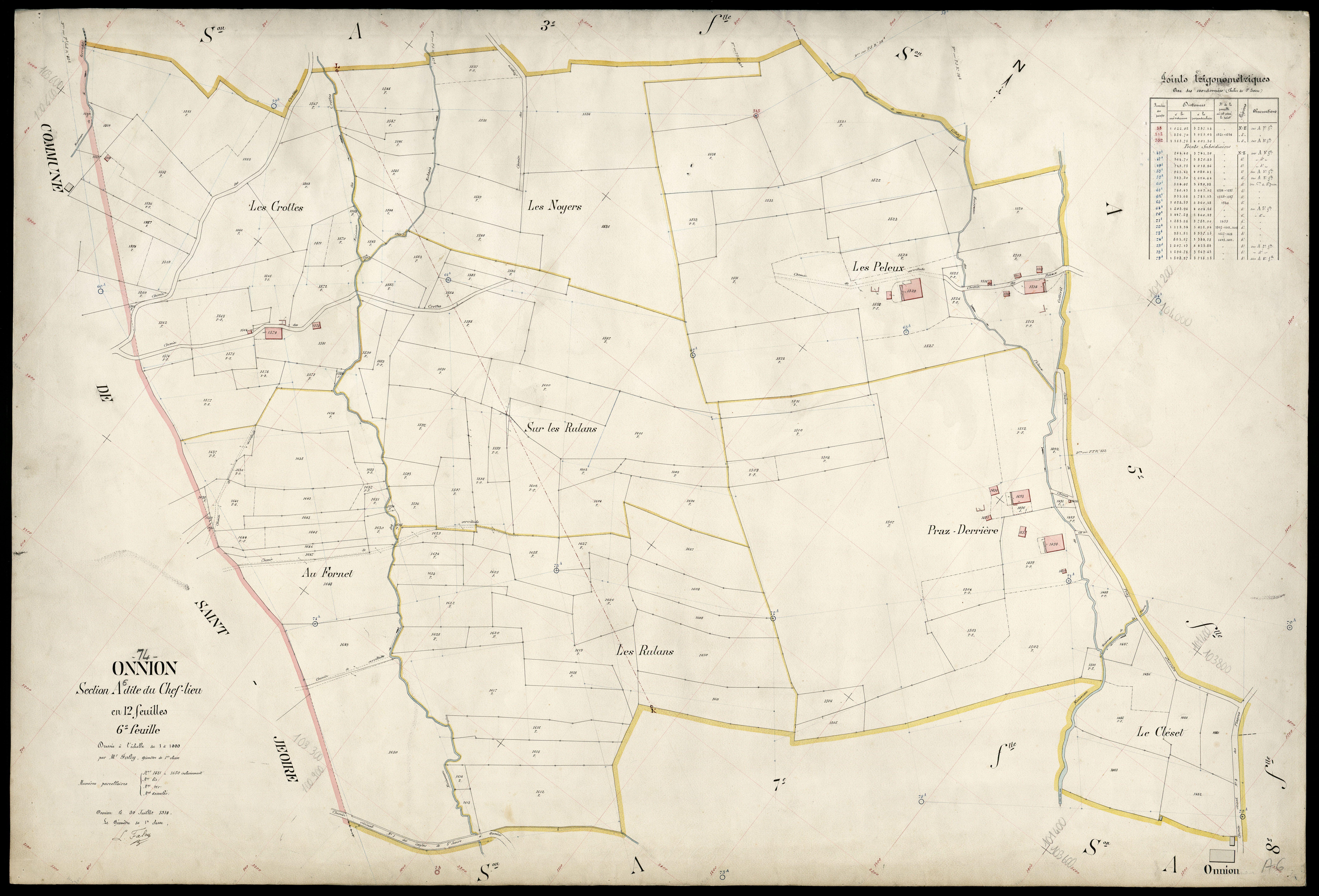 3 P 3 6637 - Feuille n° 7, parcelles n° 1651 à 1777 - 30 juillet 1914