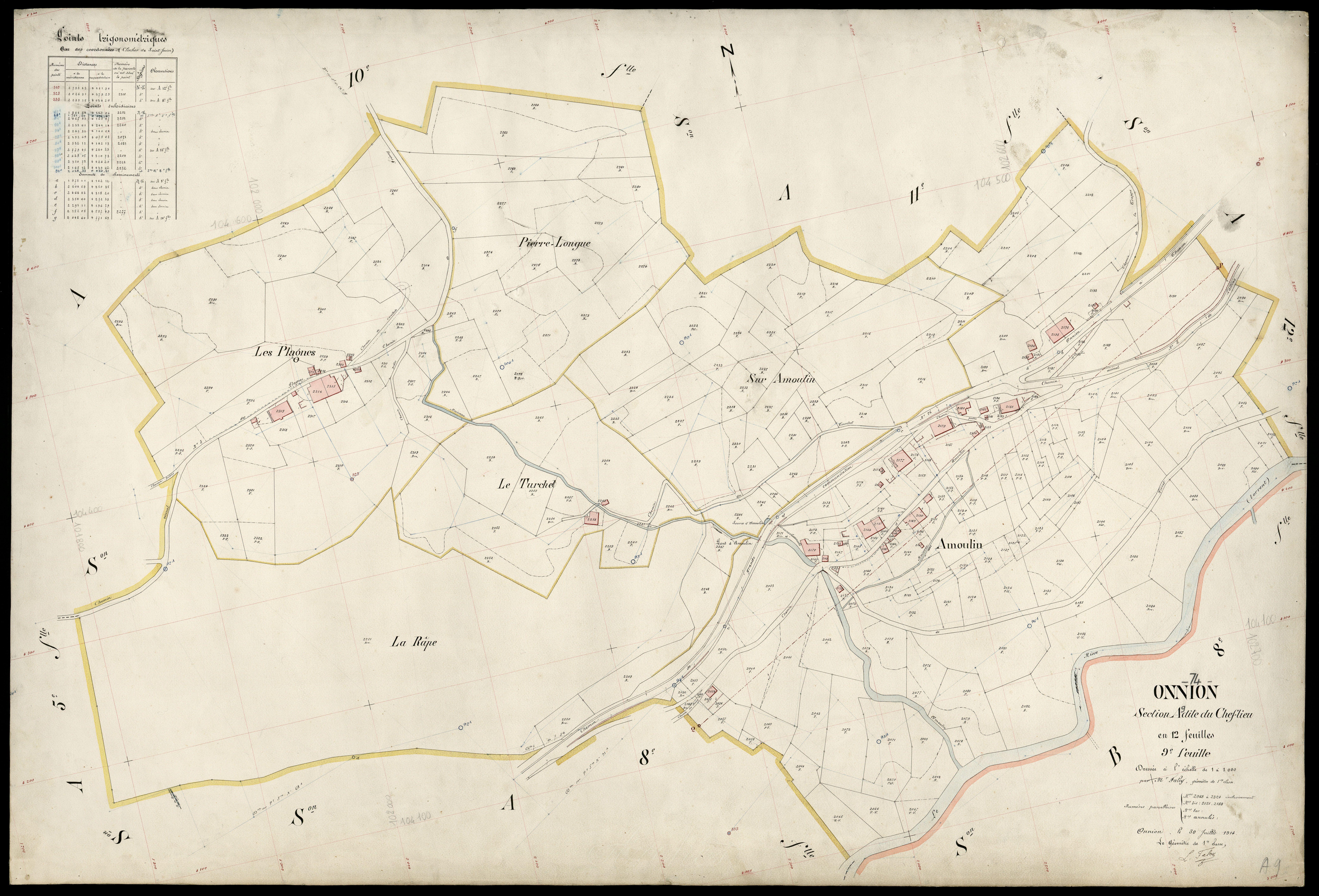 3 P 3 6640 - Feuille n° 10, parcelles n° 2325 à 2463 - 30 juillet 1914