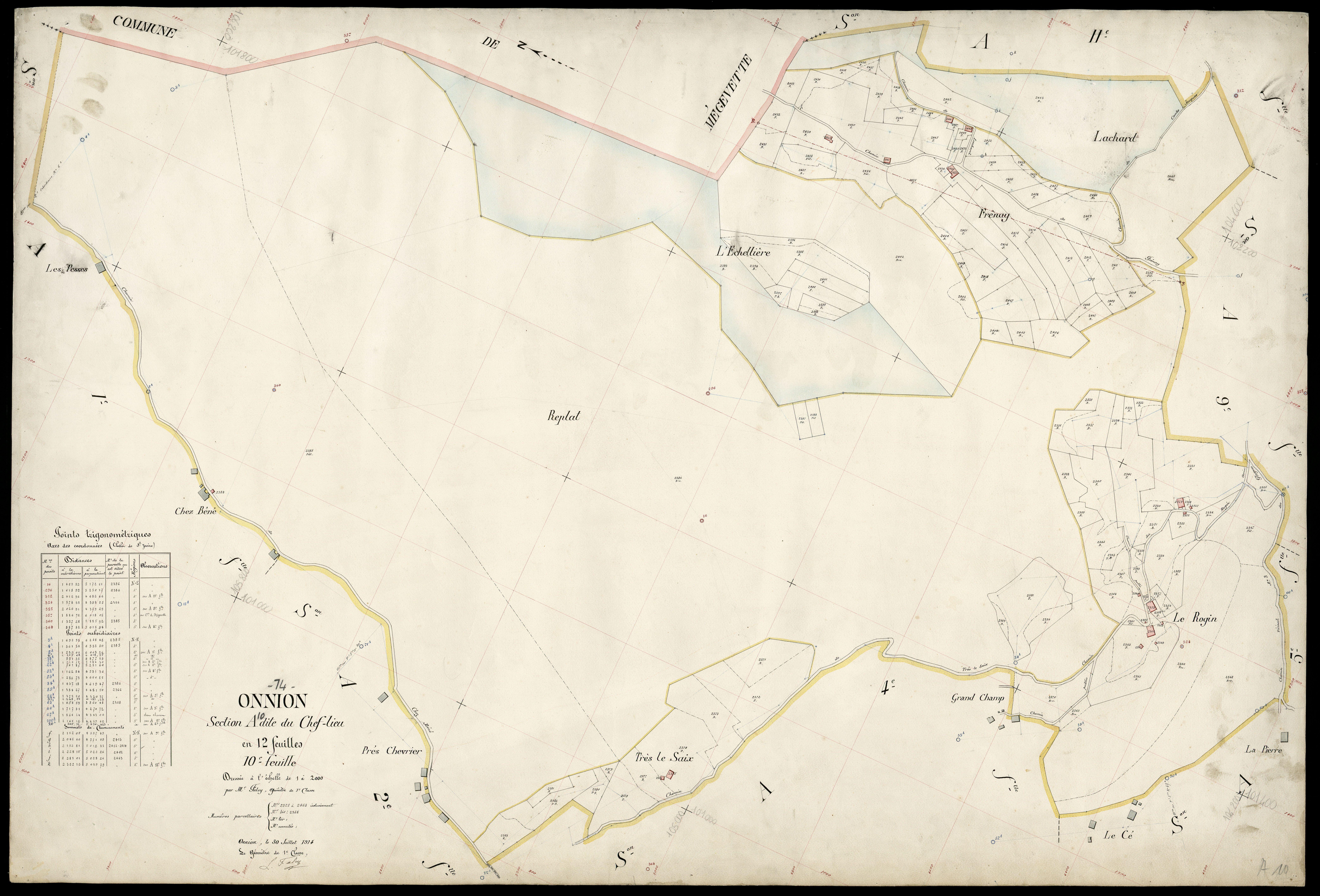 3 P 3 6641 - Feuille n° 11, parcelles n° 2464 à 2559 - 30 juillet 1914