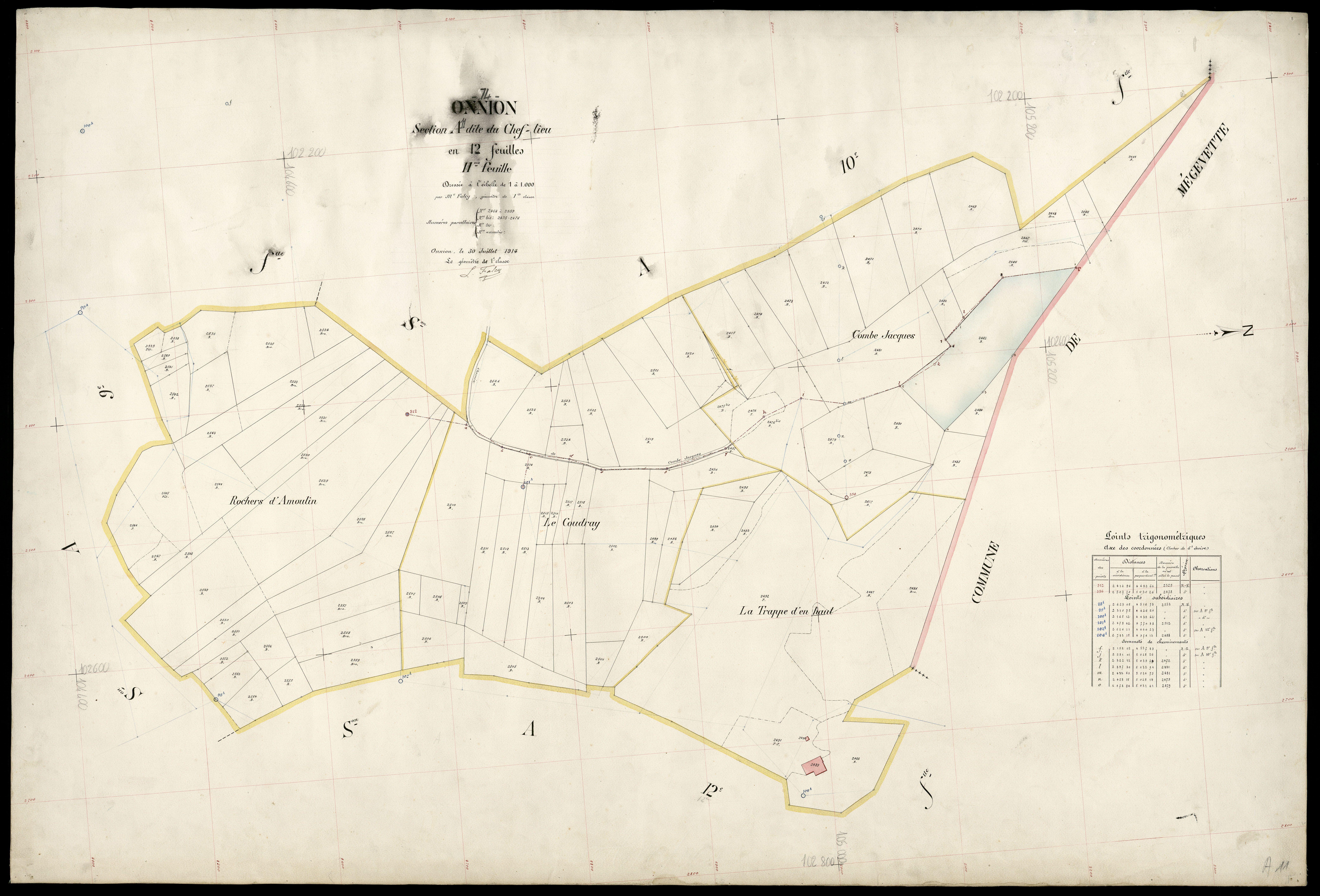 3 P 3 6642 - Feuille n° 12, parcelles n° 2560 à 2721 - 30 juillet 1914