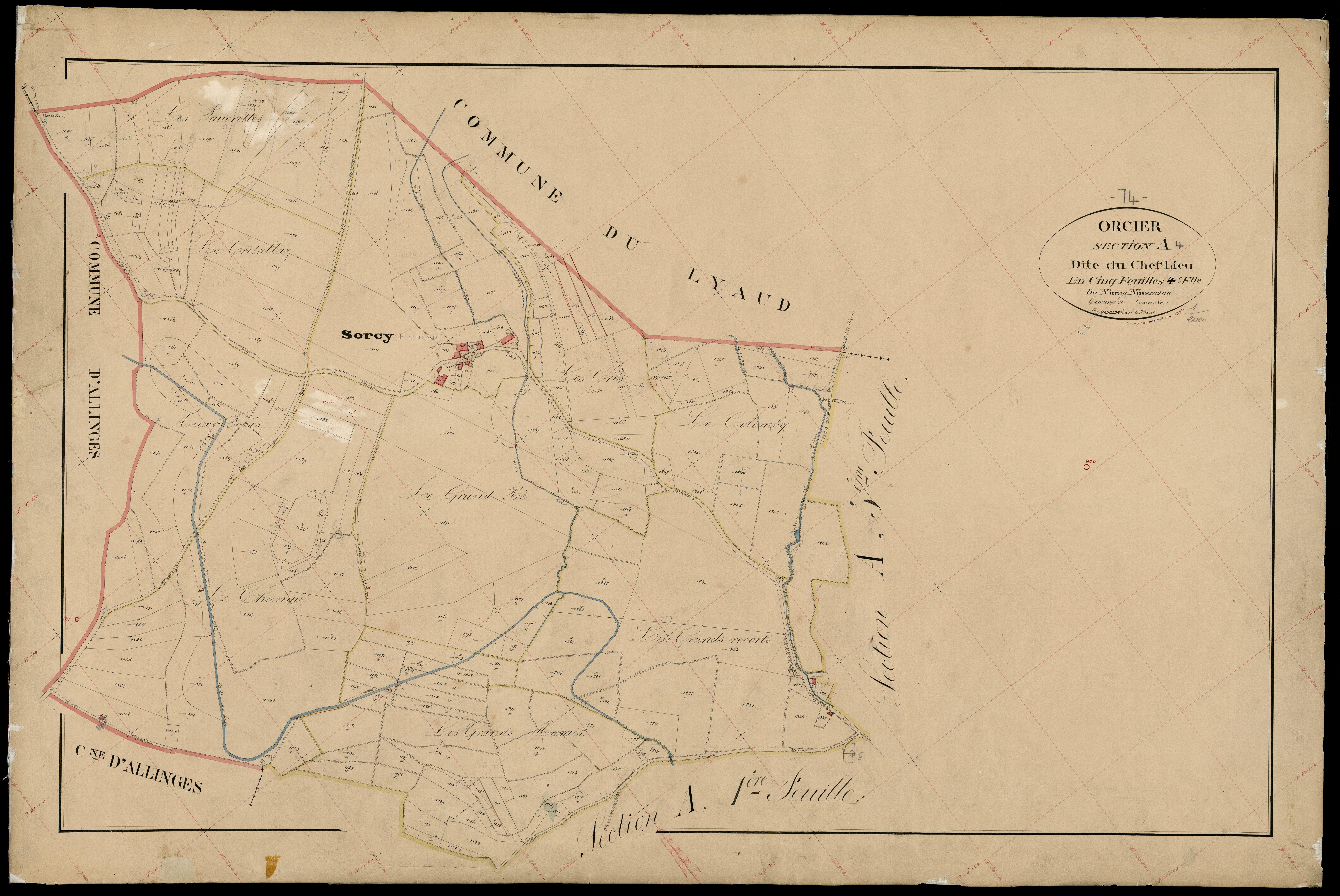 3 P 3 6660 - Feuille n° 5, parcelles n° 1263bis à 1549 - février 1873