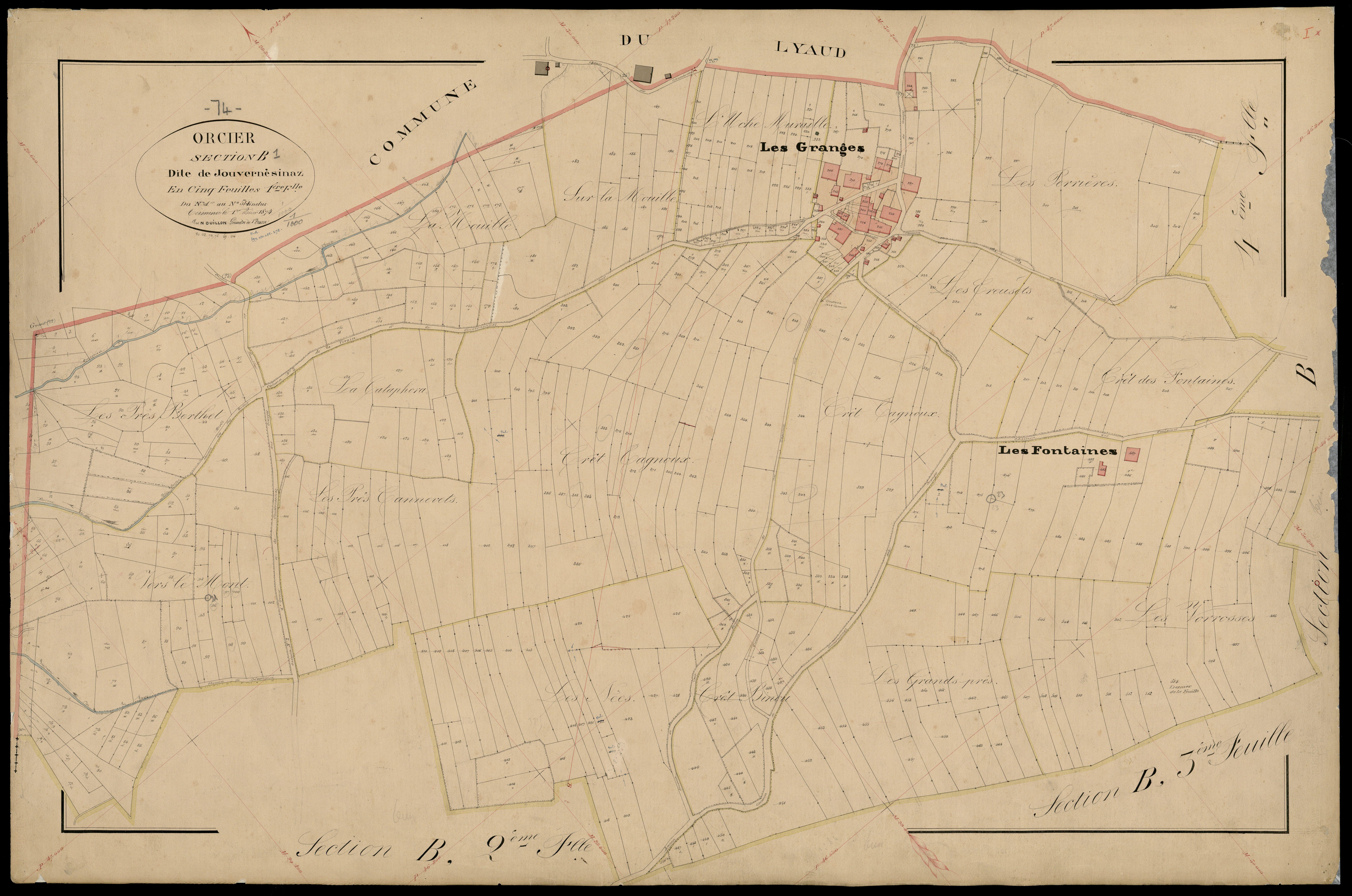 3 P 3 6662 - Feuille n° 2, parcelles n° 515 à 1121 - 1er février 1874