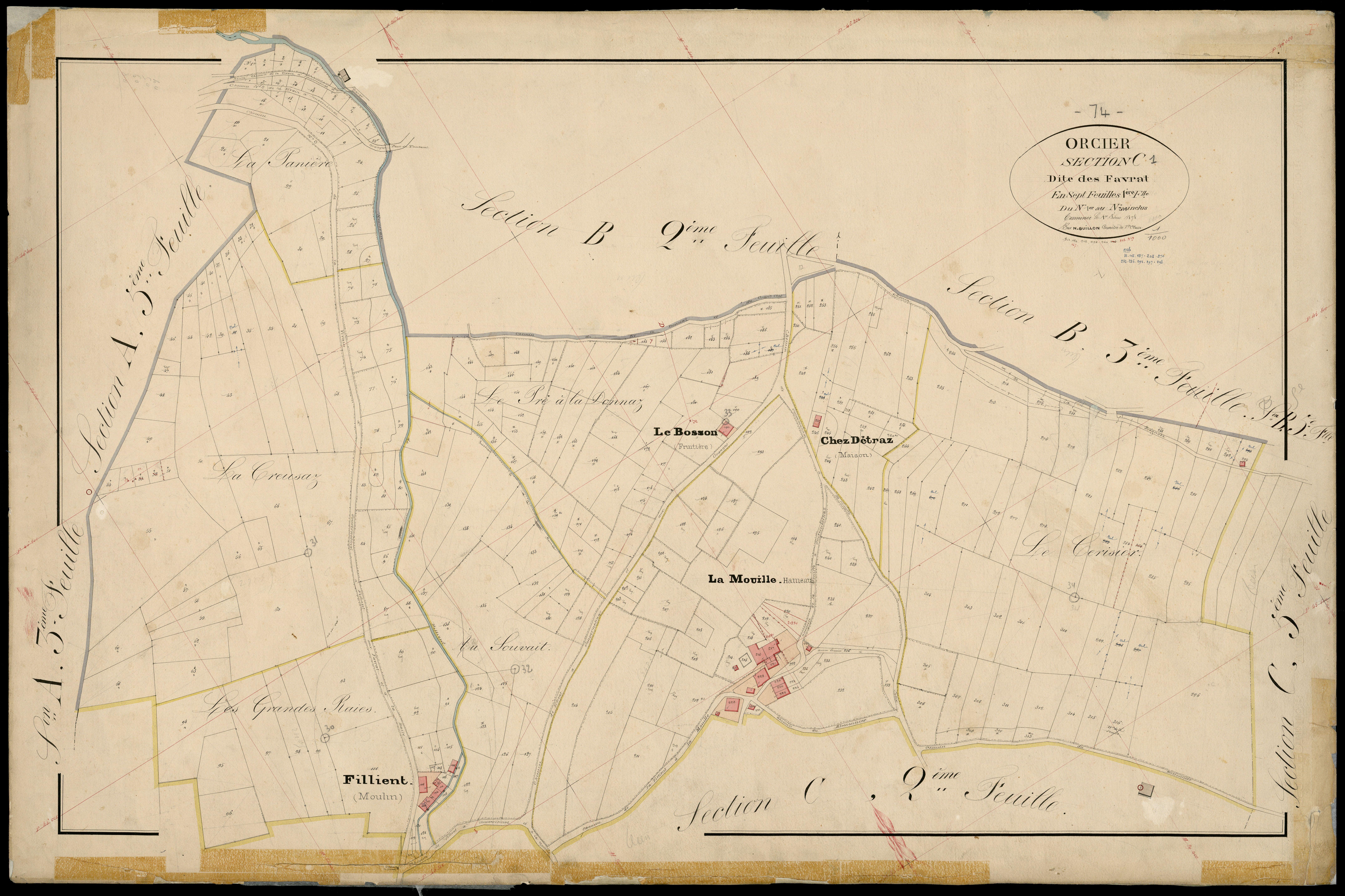 3 P 3 6667 - Feuille n° 2, parcelles n° 517 à 586 - 1er février 1874