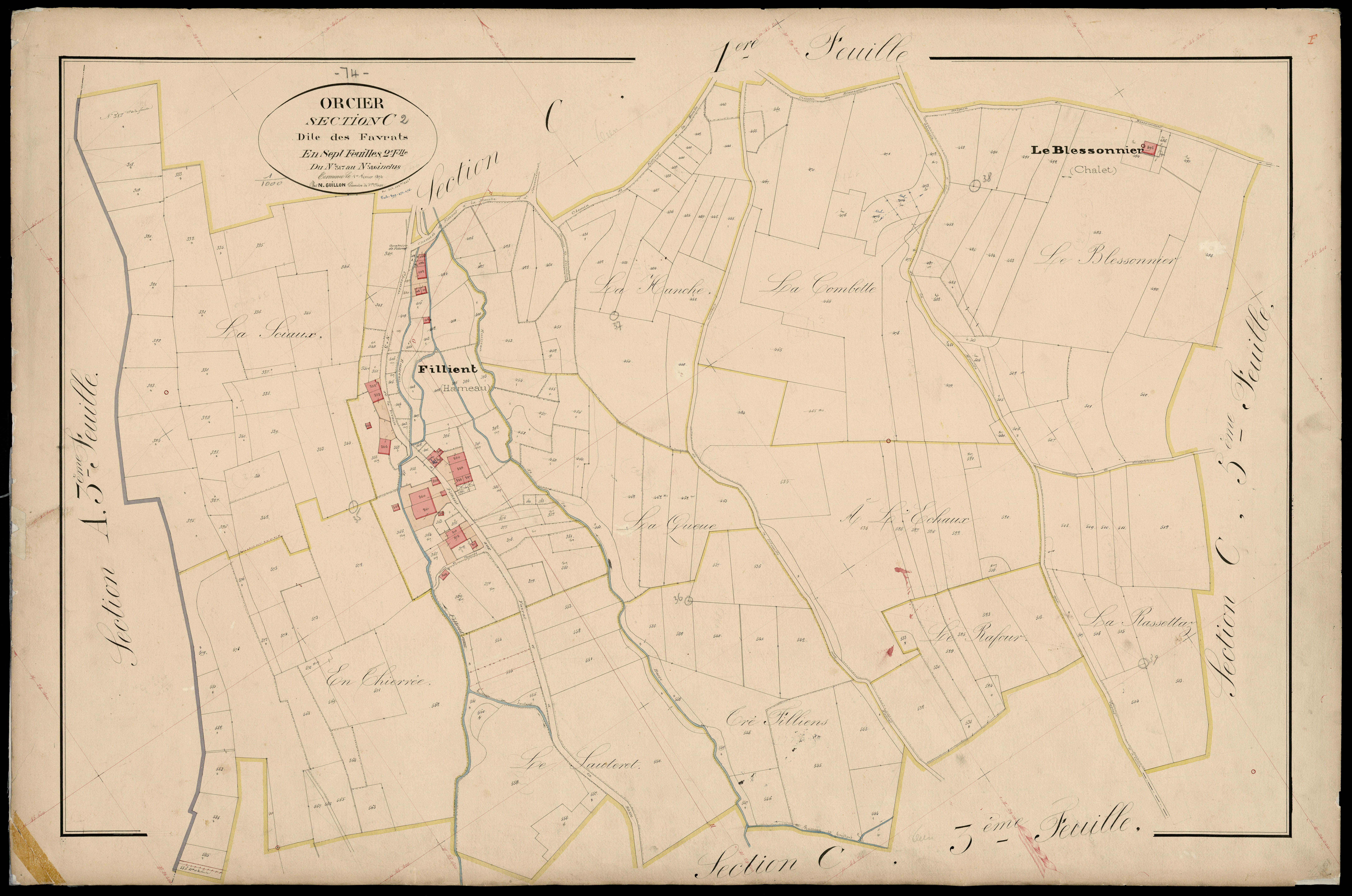 3 P 3 6668 - Feuille n° 3, parcelles n° 587 à 806 - 1er février 1873