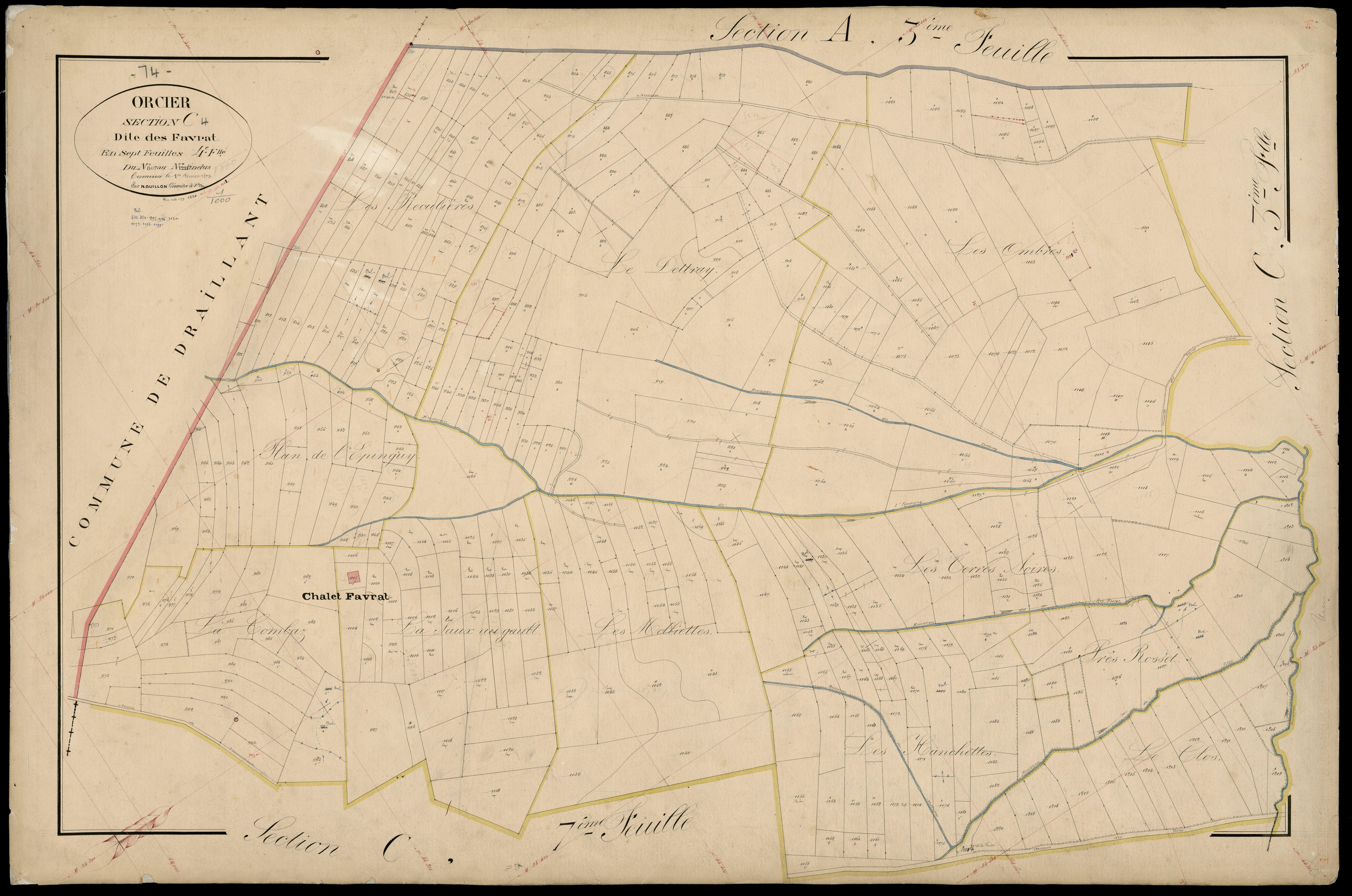 3 P 3 6670 - Feuille n° 5, parcelles n° 1221 à 1474 - 1er février 1874