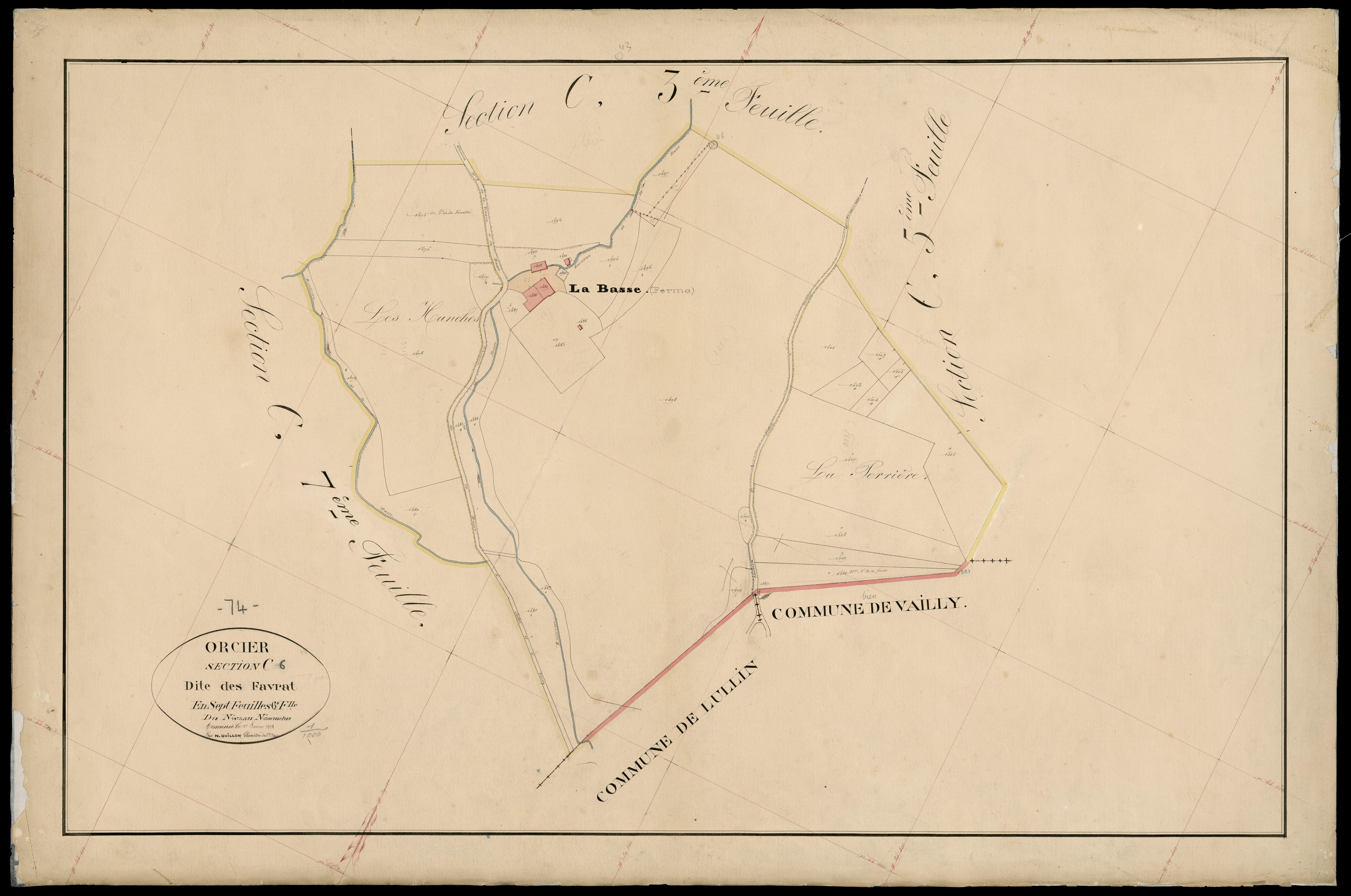 3 P 3 6672 - Feuille n° 7, parcelles n° 1511 à 1708 - 1er février 1874