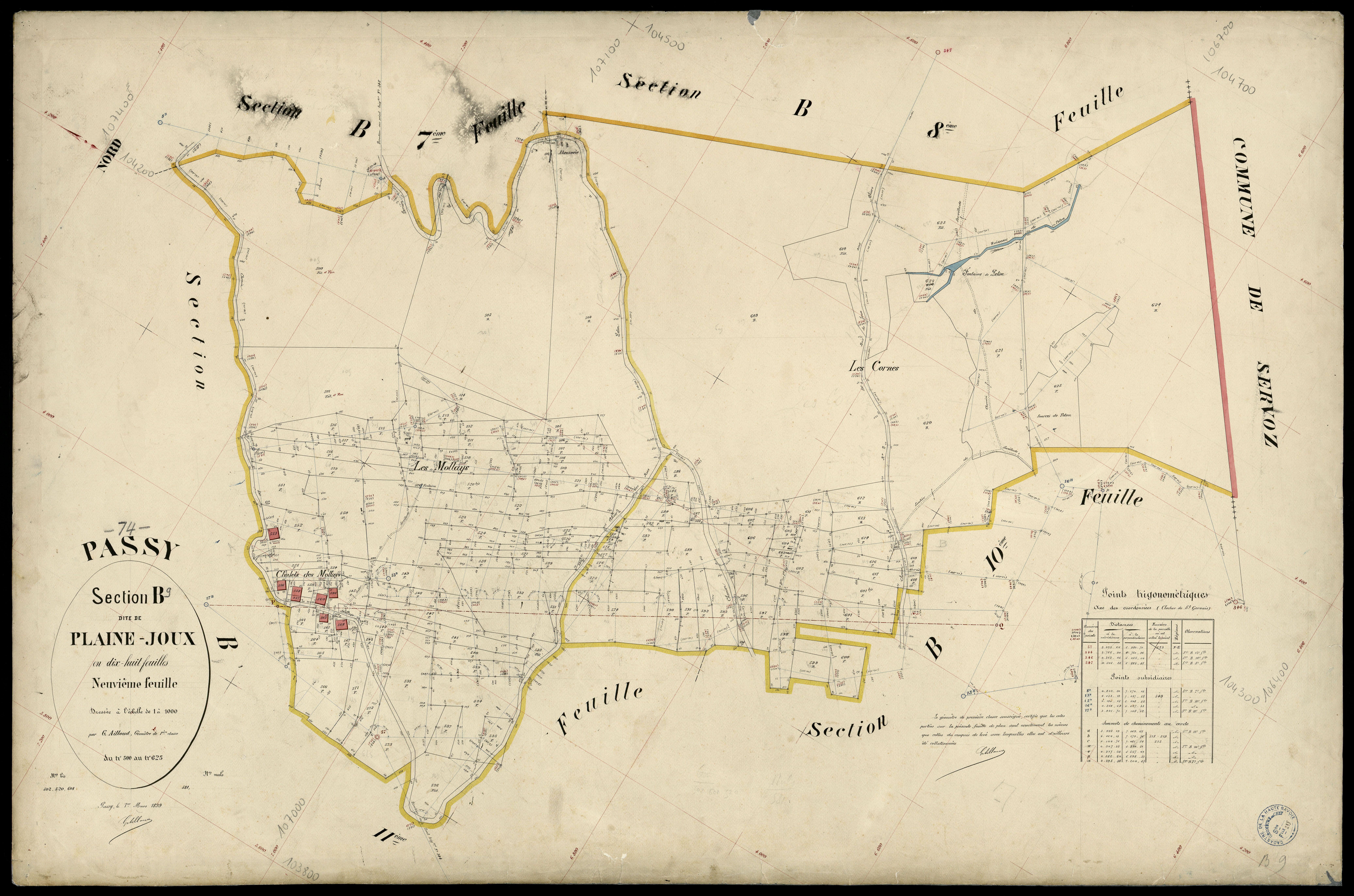 3 P 3 6693 - Feuille n° 10, parcelles n° 626 à 684 - 1er mars 1899