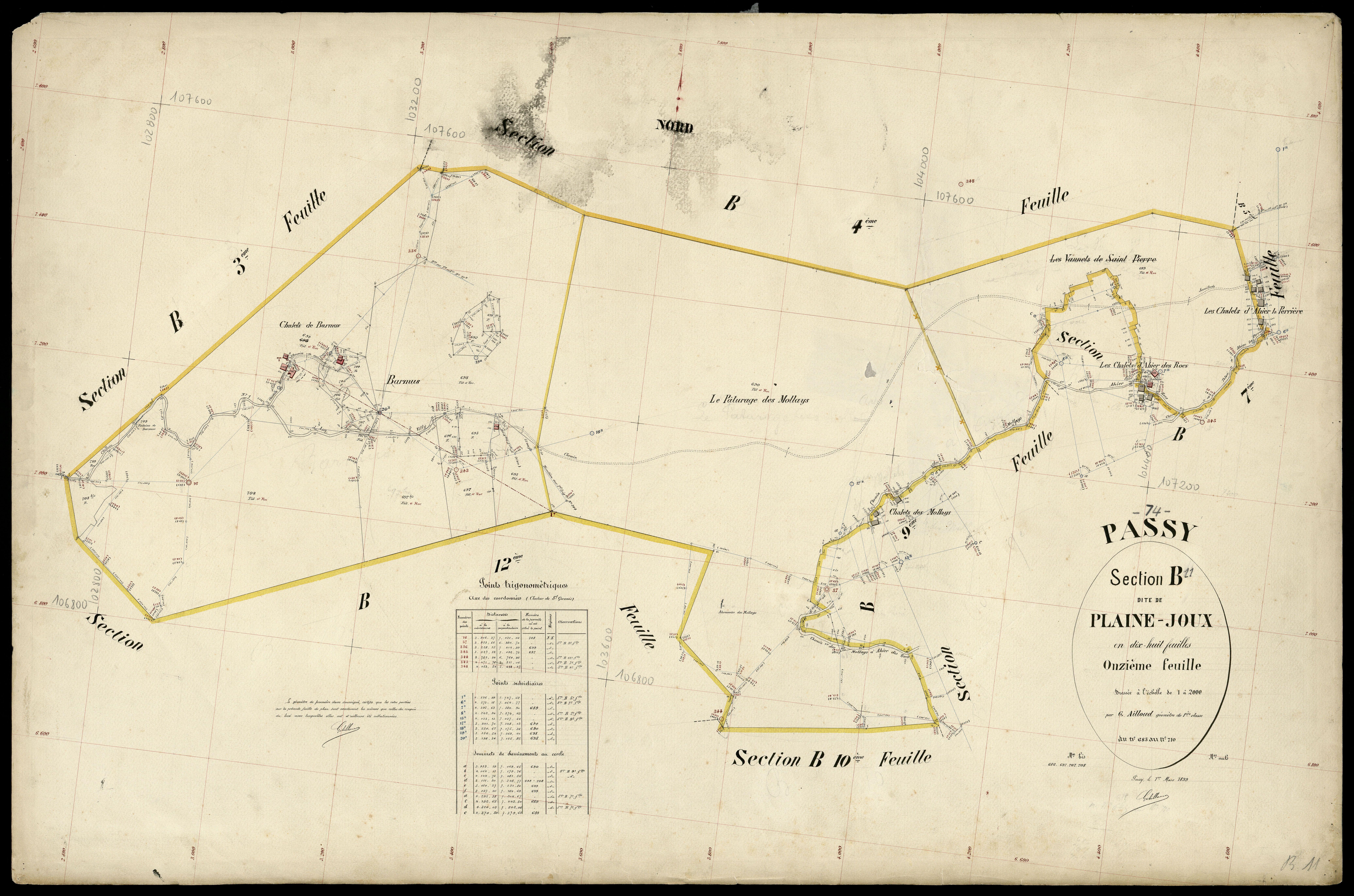 3 P 3 6695 - Feuille n° 12, parcelles n° 711 à 718 - 1er mars 1899