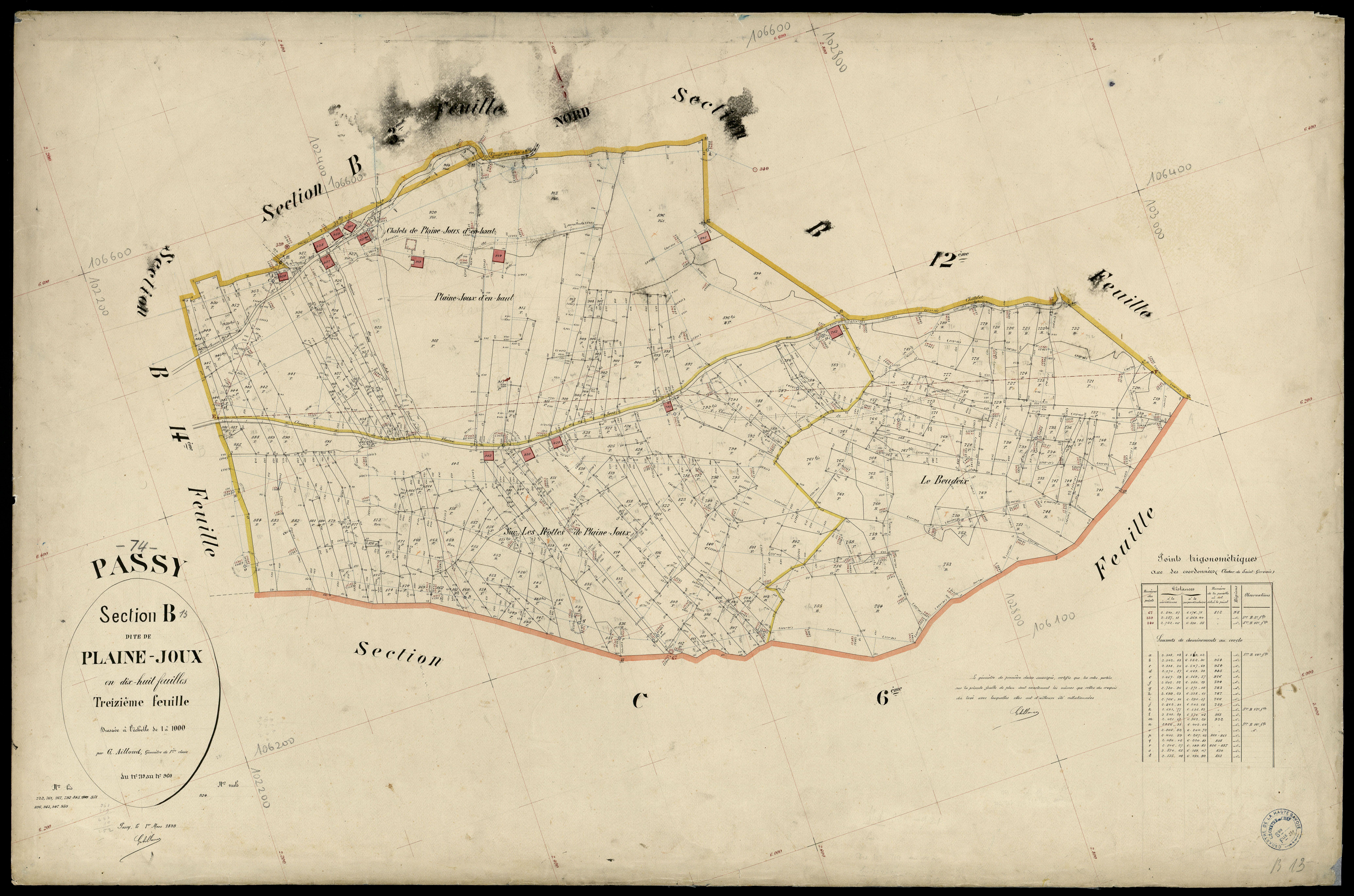 3 P 3 6697 - Feuille n° 14, parcelles n° 961 à 1230 - 1er mars 1899