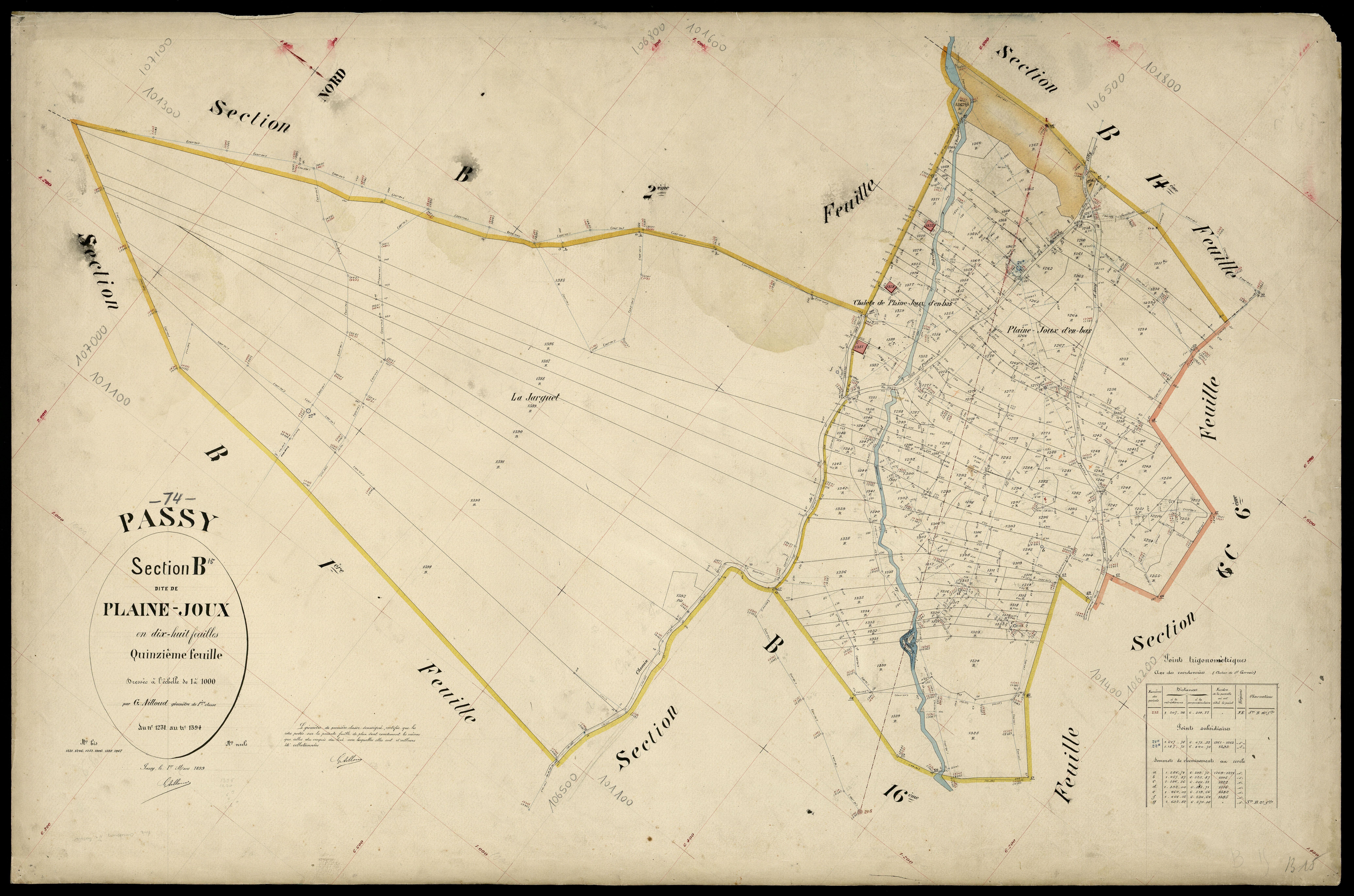 3 P 3 6699 - Feuille n° 16, parcelles n° 1395 à 1400 - 1er mars 1899