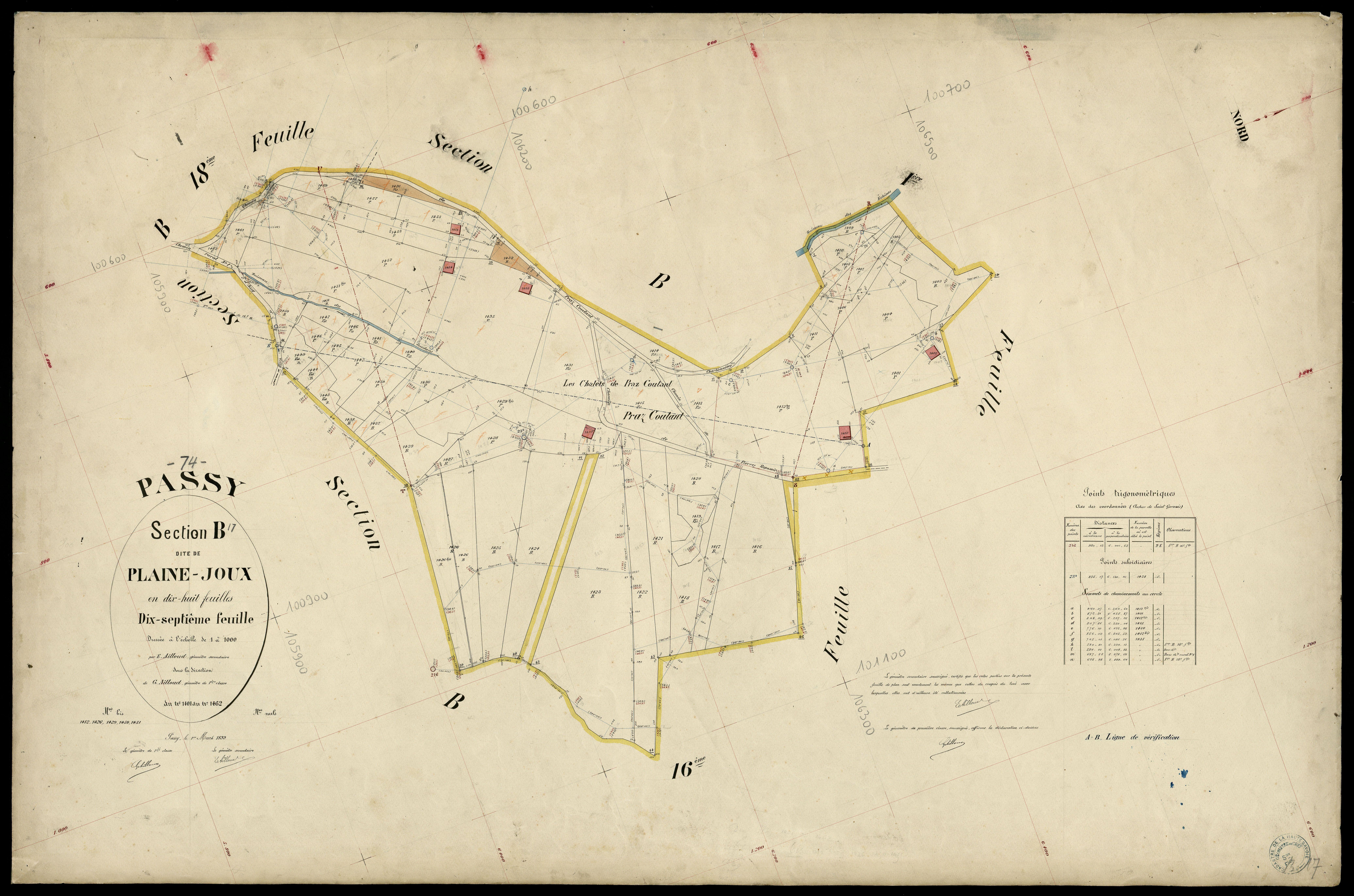 3 P 3 6701 - Feuille n° 18, parcelles n° 1463 à 1630 - 1er mars 1899