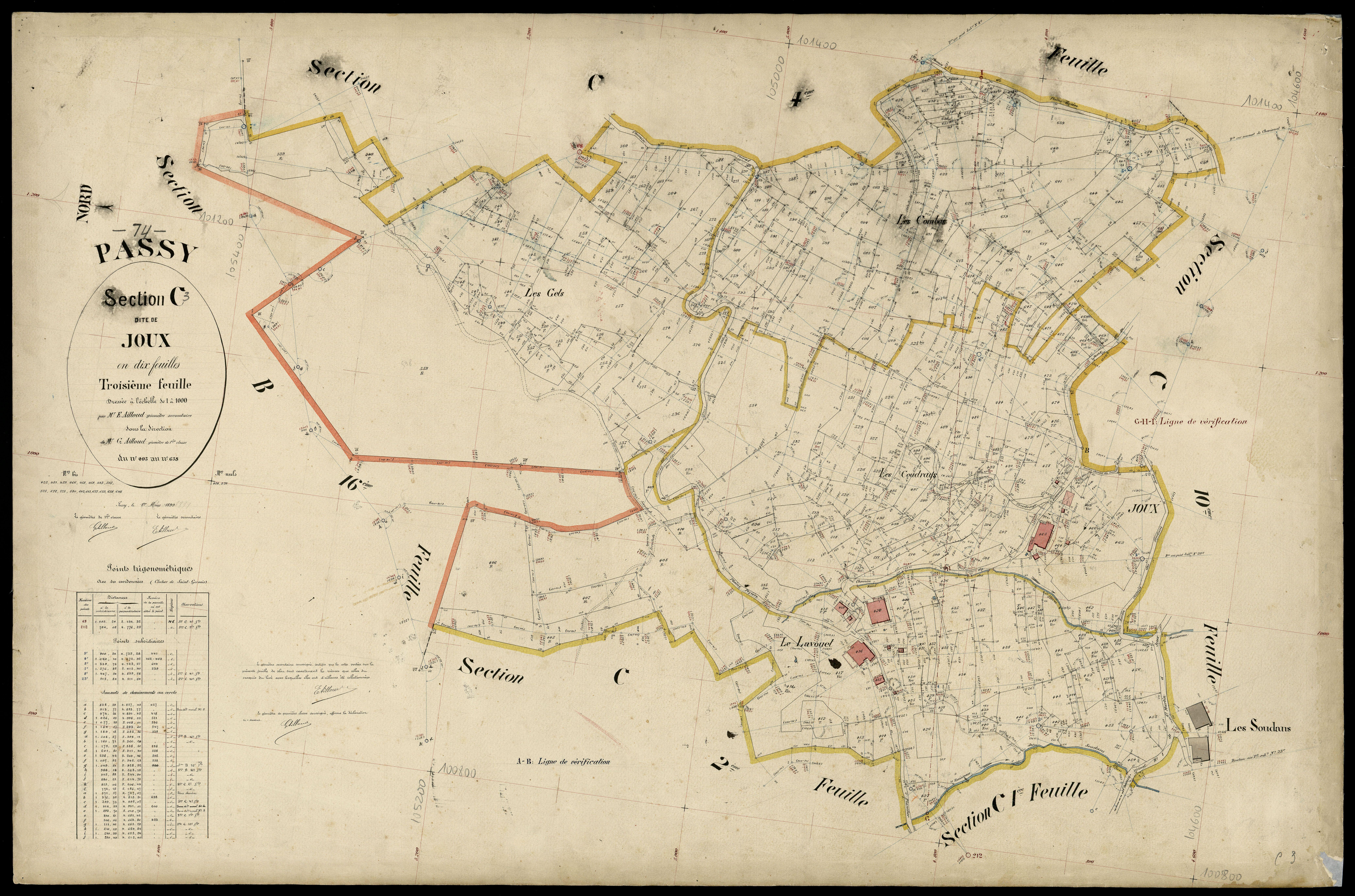 3 P 3 6705 - Feuille n° 4, parcelles n° 659 à 925 - 1er mars 1899