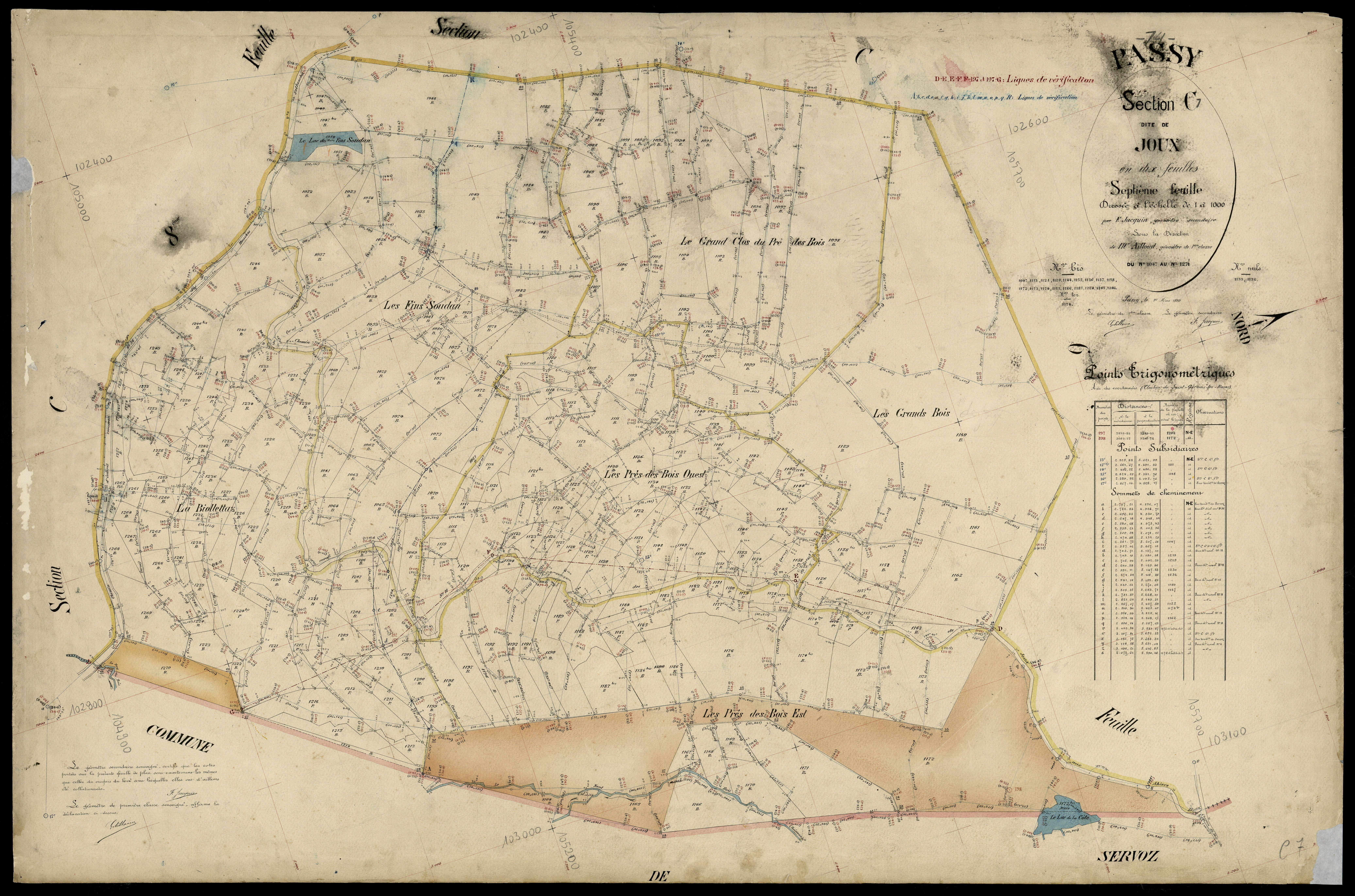 3 P 3 6709 - Feuille n° 8, parcelles n° 1272 à 1315 - 1er mars 1899