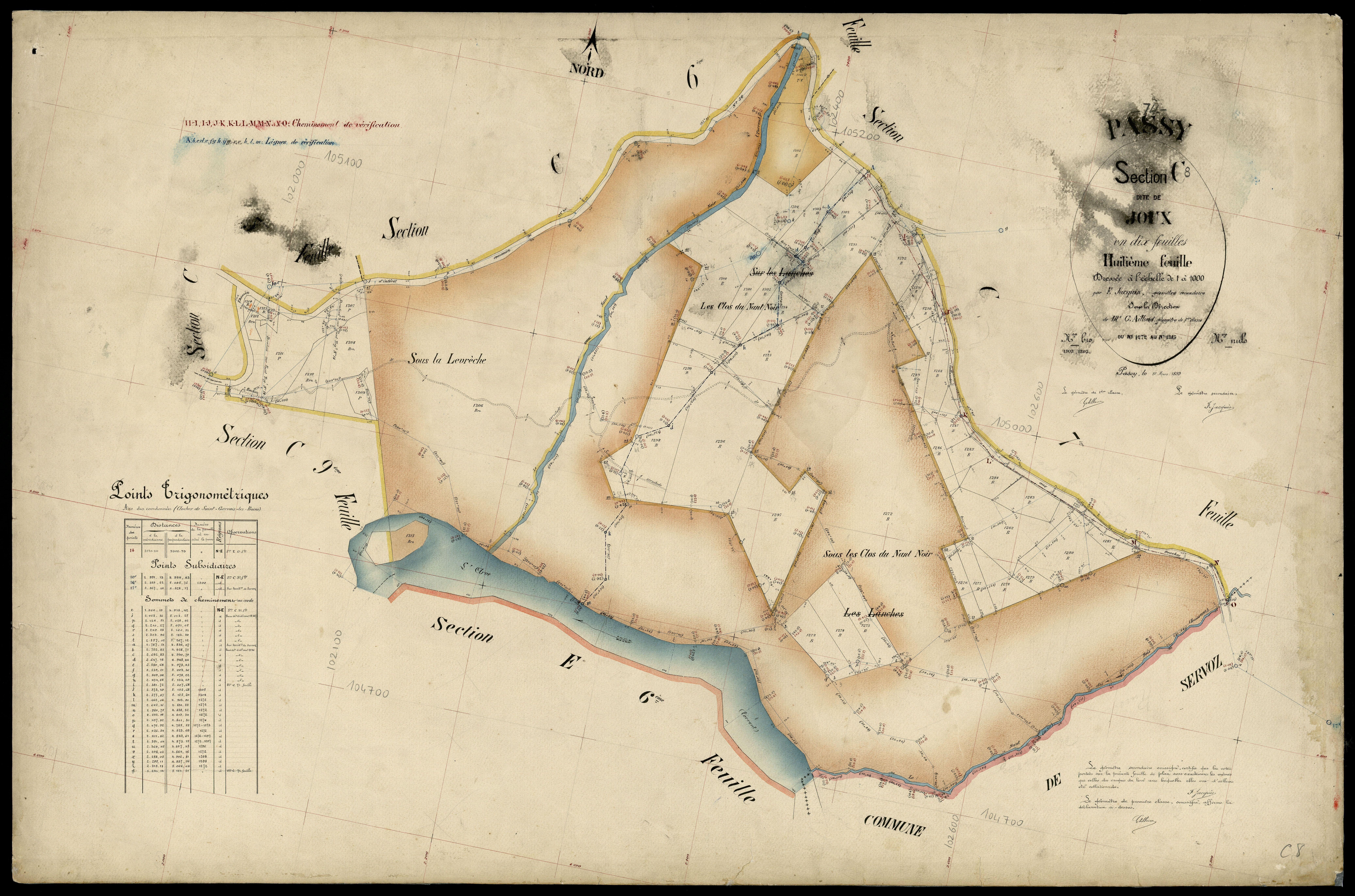 3 P 3 6710 - Feuille n° 9, parcelles n° 1316 à 1463 - 1er mars 1899