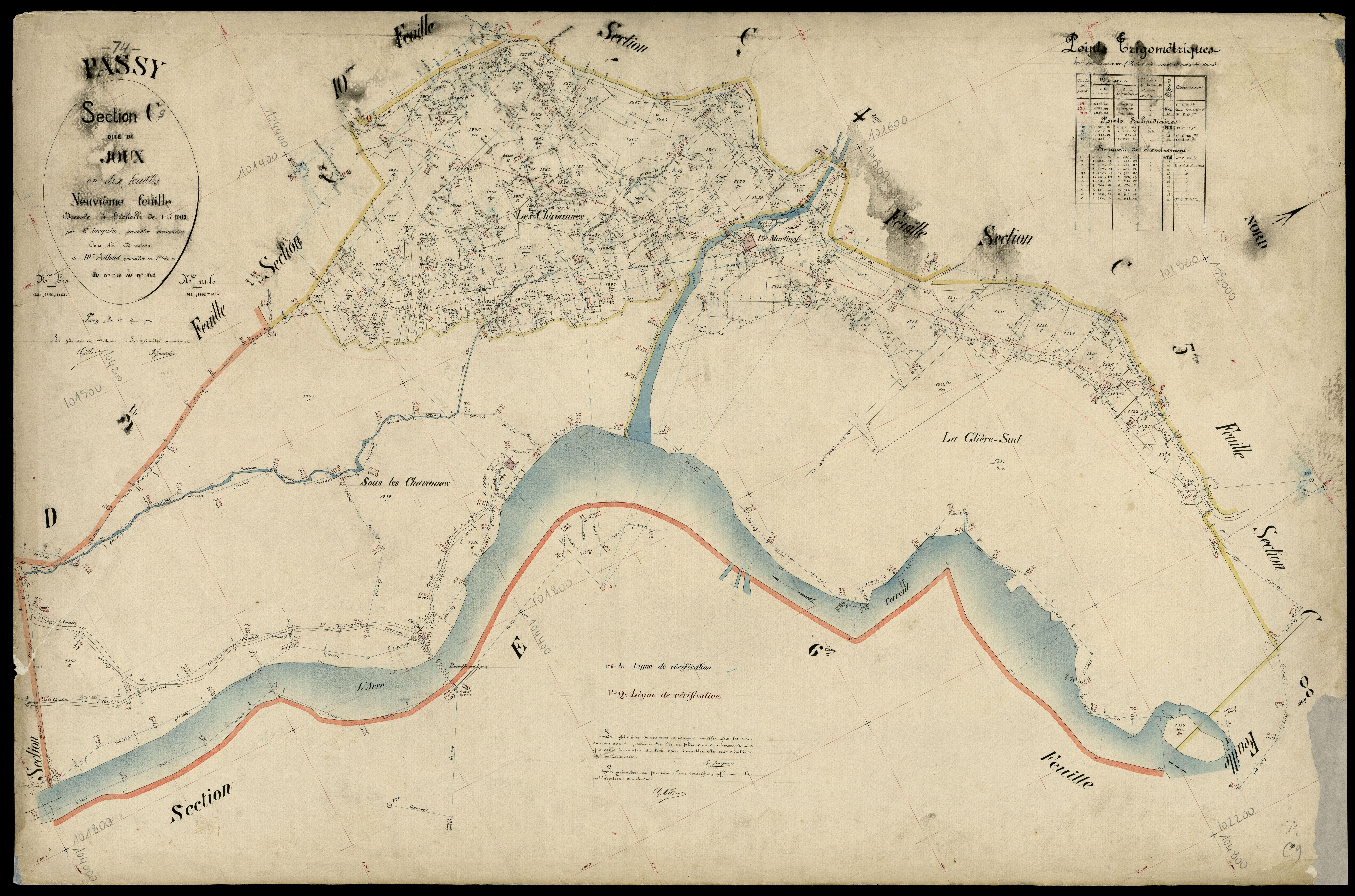 3 P 3 6711 - Feuille n° 10, parcelles n° 1464 à 2063 - 1er mars 1899