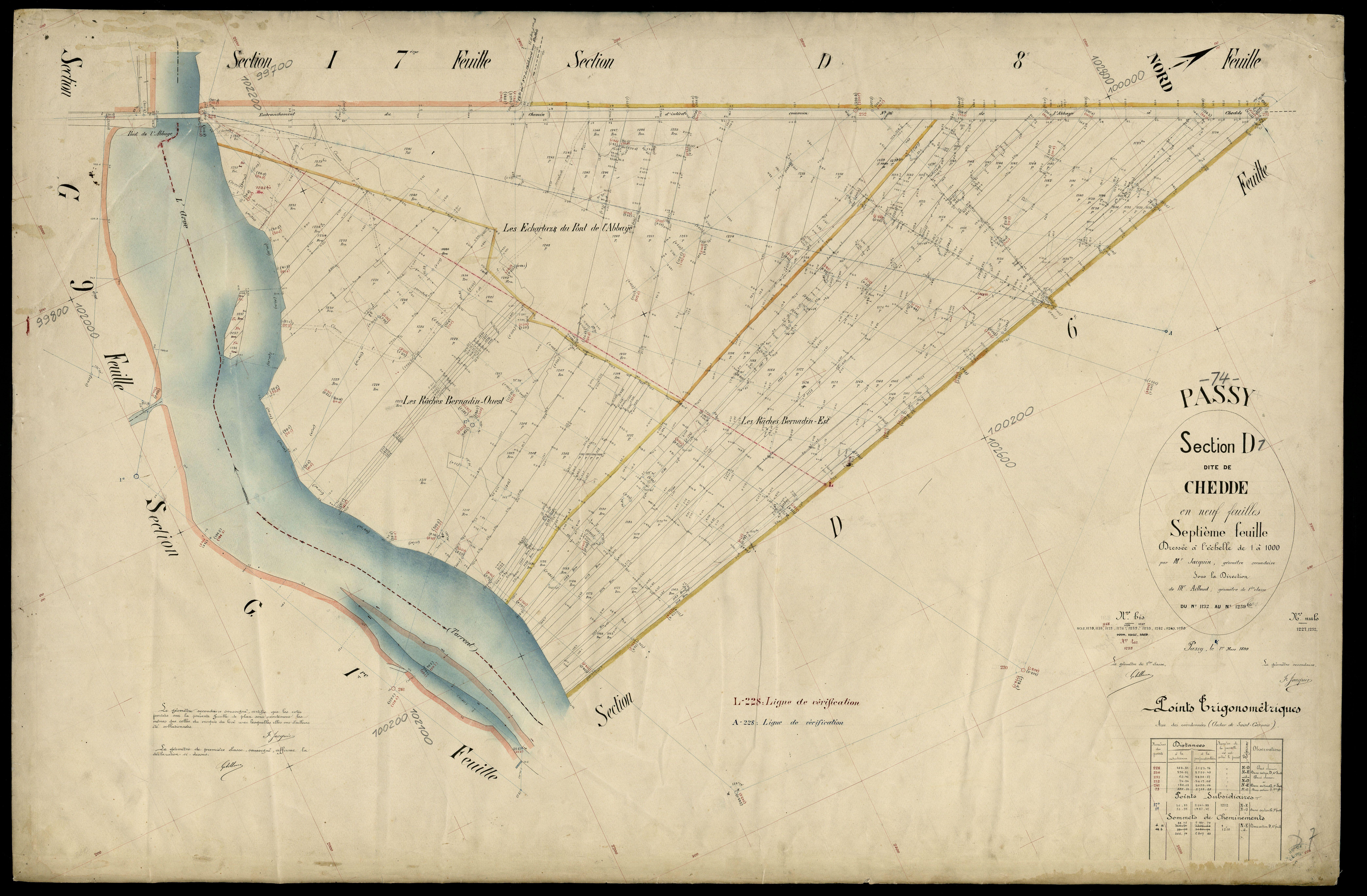 3 P 3 6719 - Feuille n° 8, parcelles n° 1260 à 1570 - 1er mars 1899