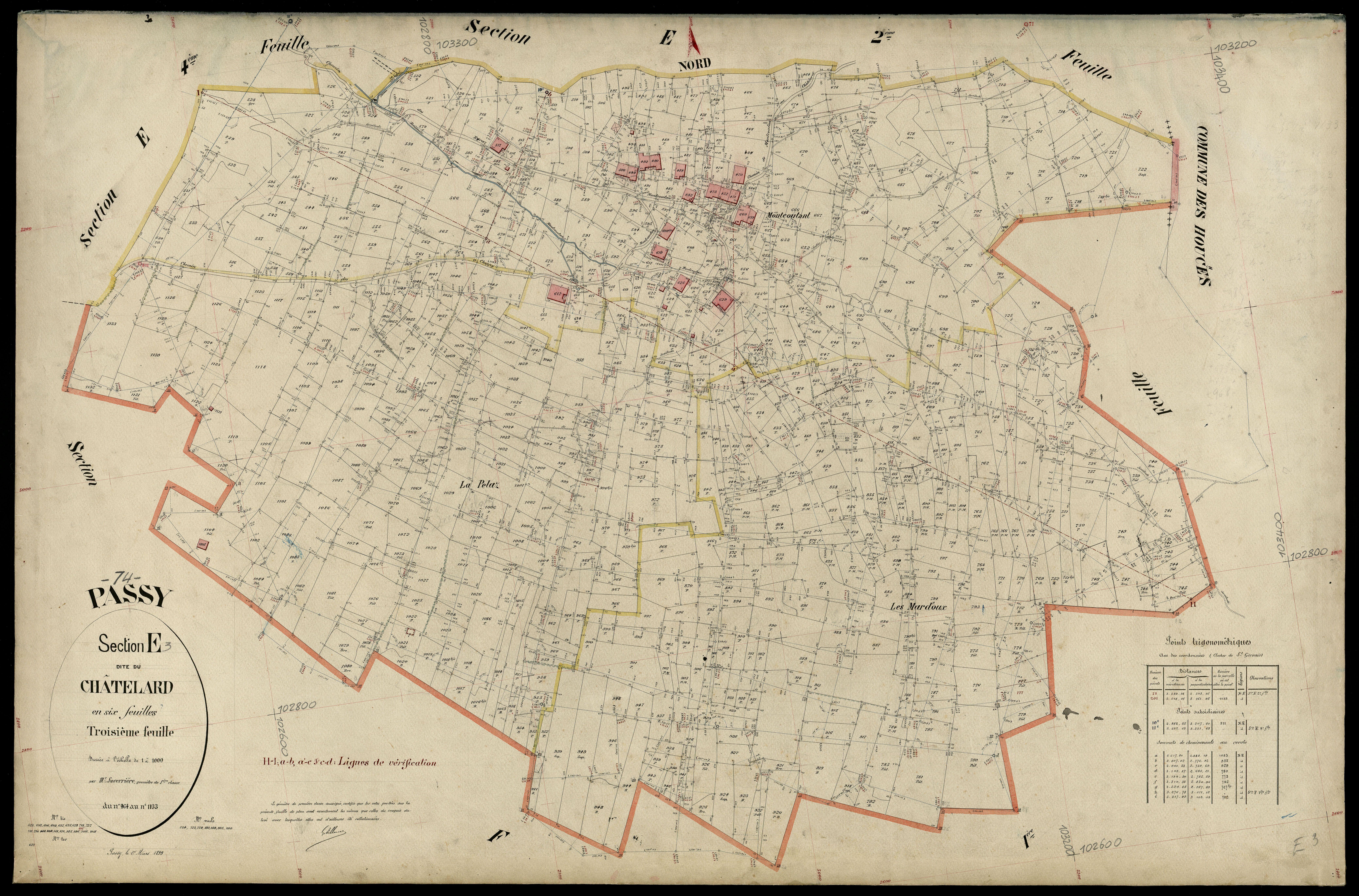 3 P 3 6724 - Feuille n° 4, parcelles n° 1134 à 1543 - 1er mars 1899